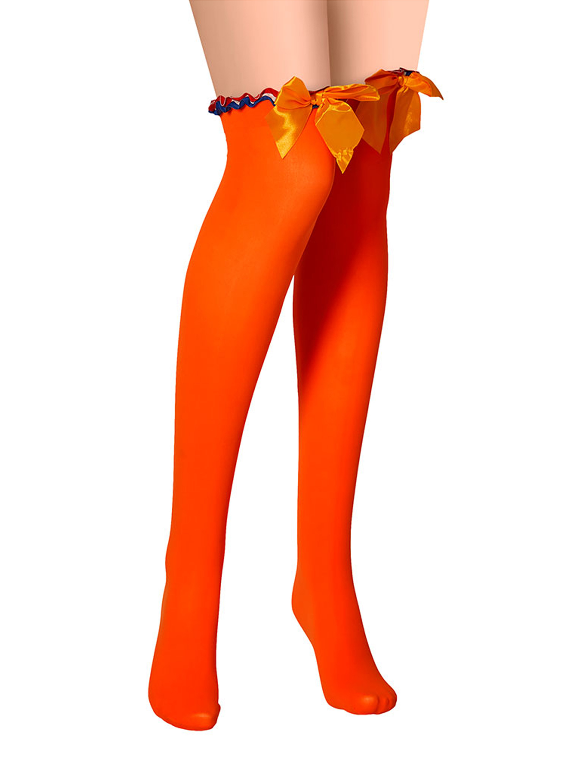 Overknee Strümpfe mit Schleife orange one size