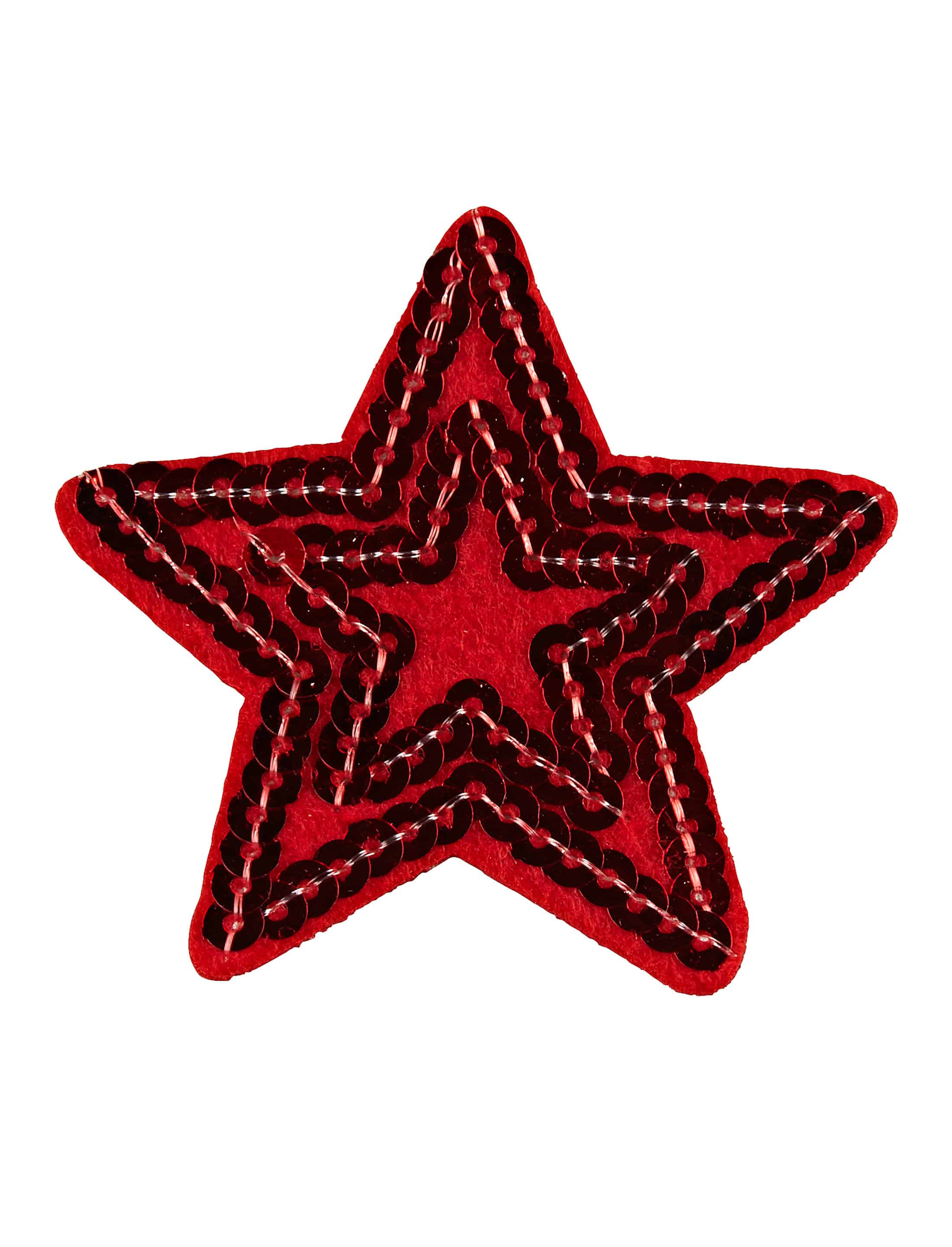 Aufnäher Stern mit Pailletten rot 2-tlg.
