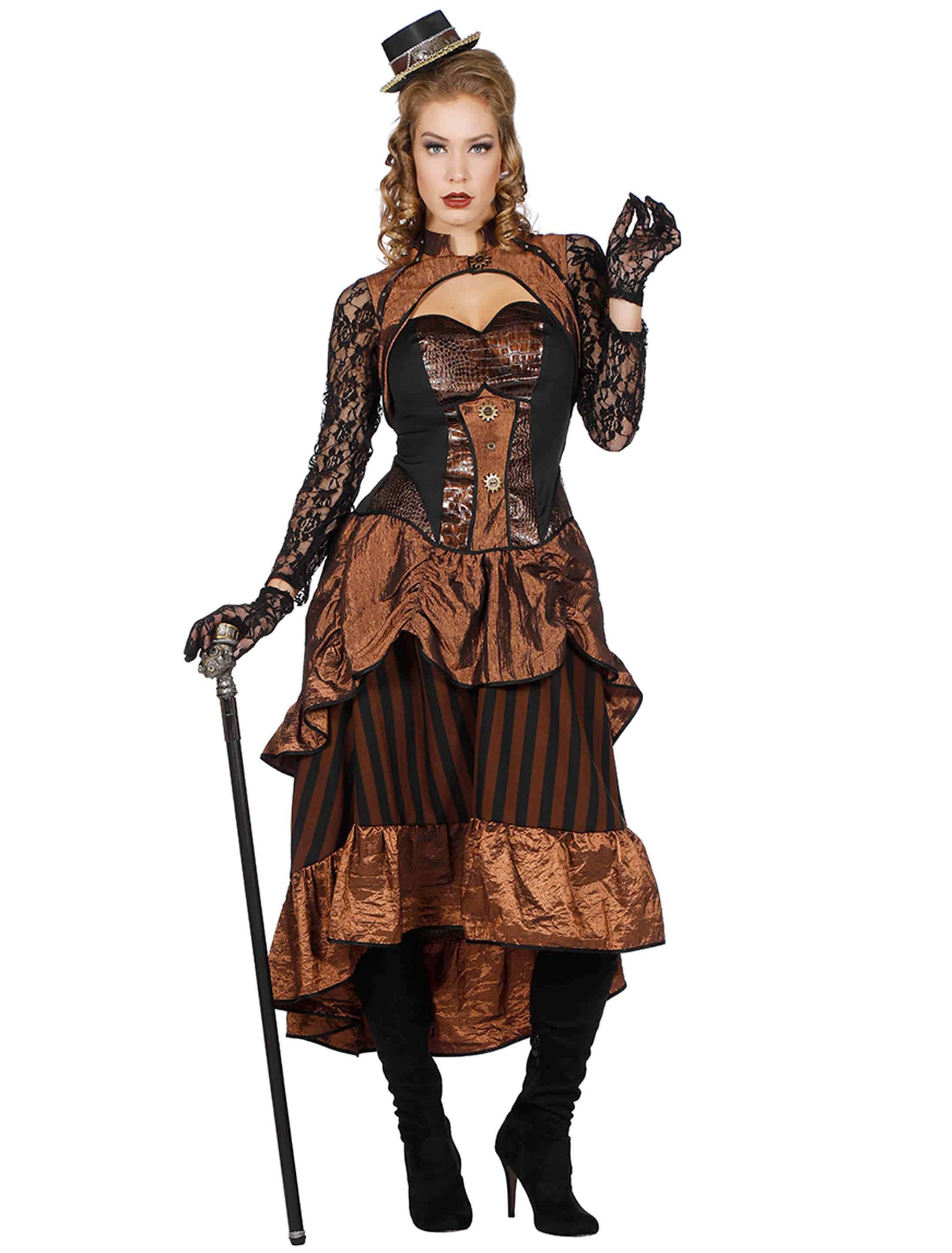 Kleid Steampunk schwarz/braun 34