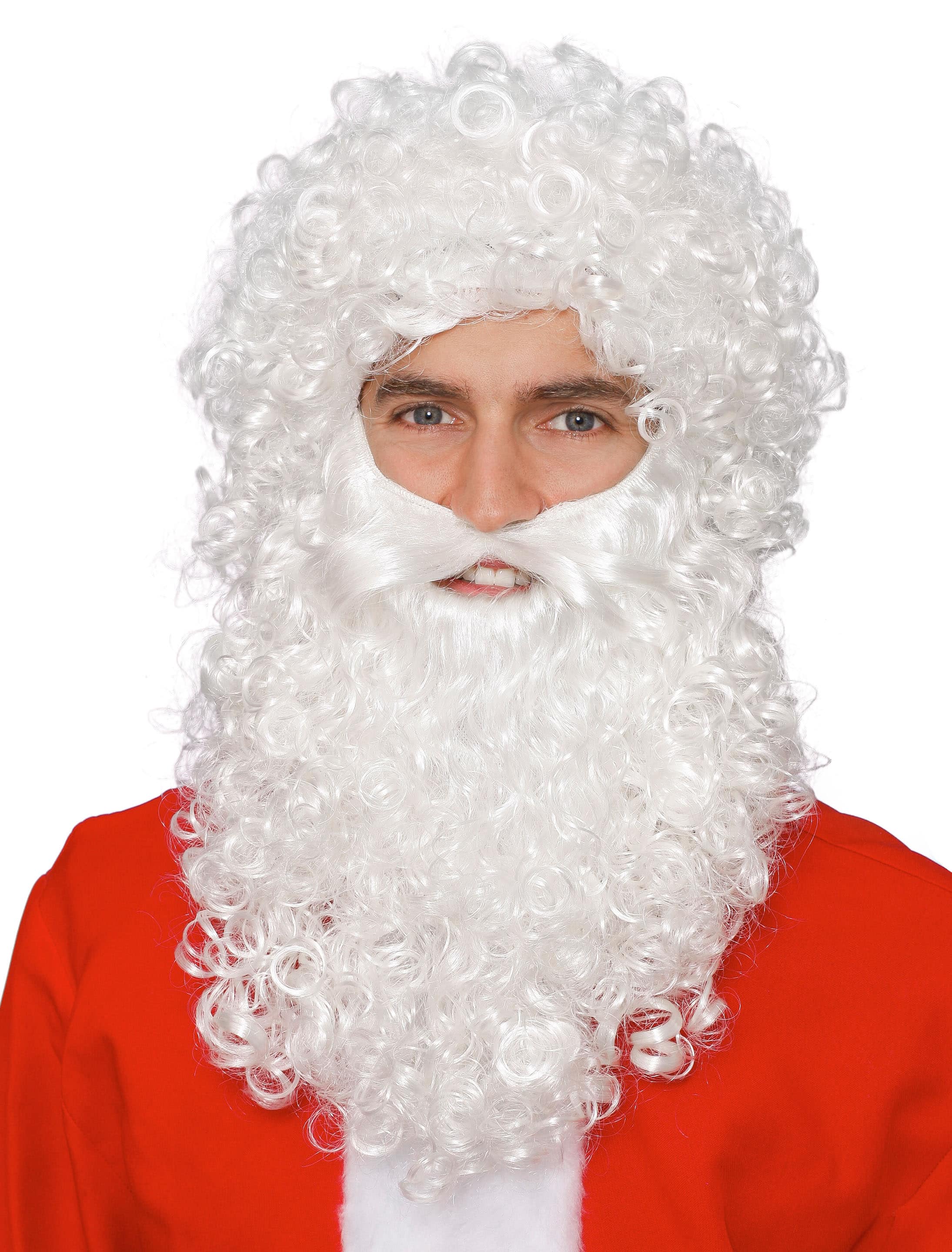 Perücke Weihnachtsmann mit Bart weiß
