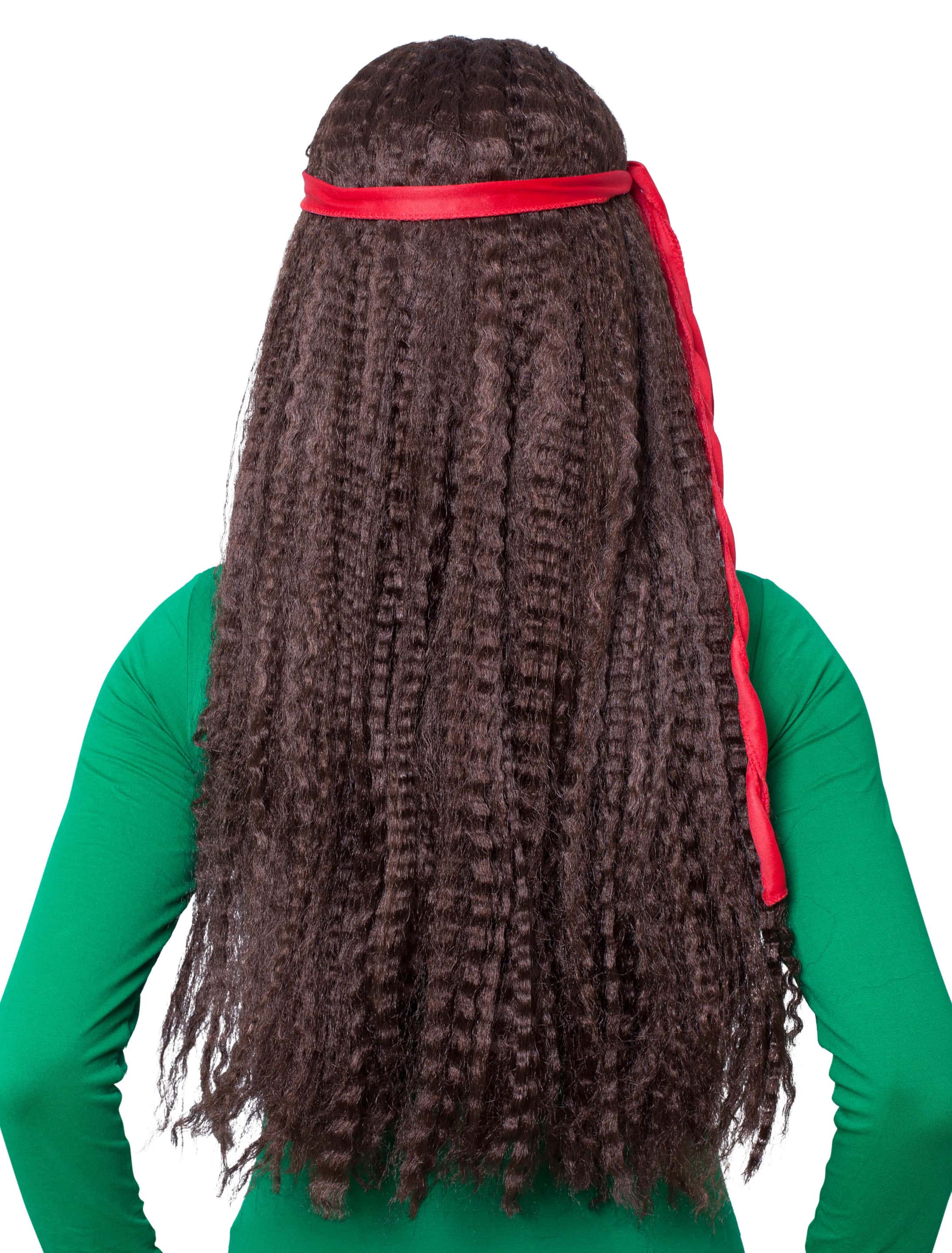Perücke lang Kreppwellen mit Haarband braun