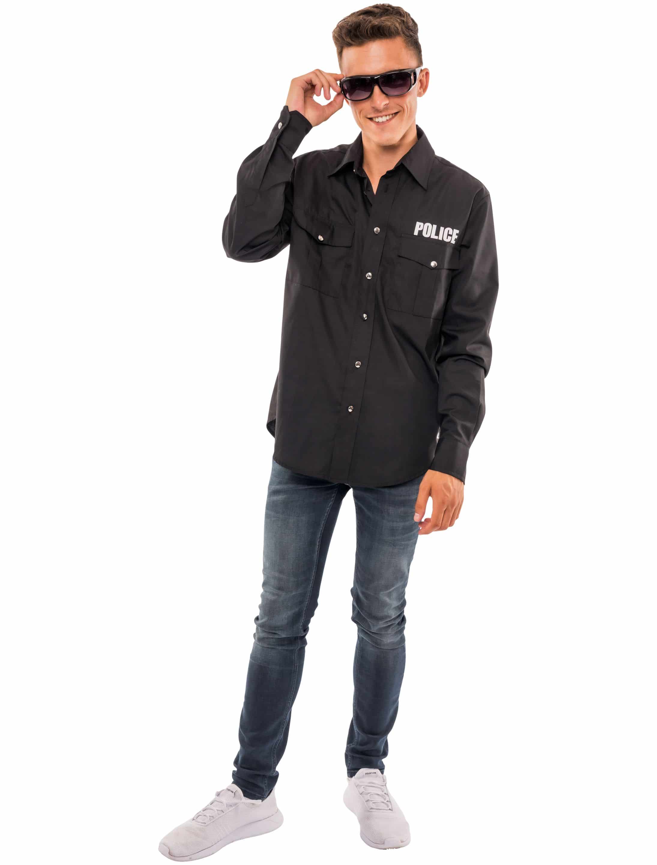 Hemd Police Herren schwarz XL