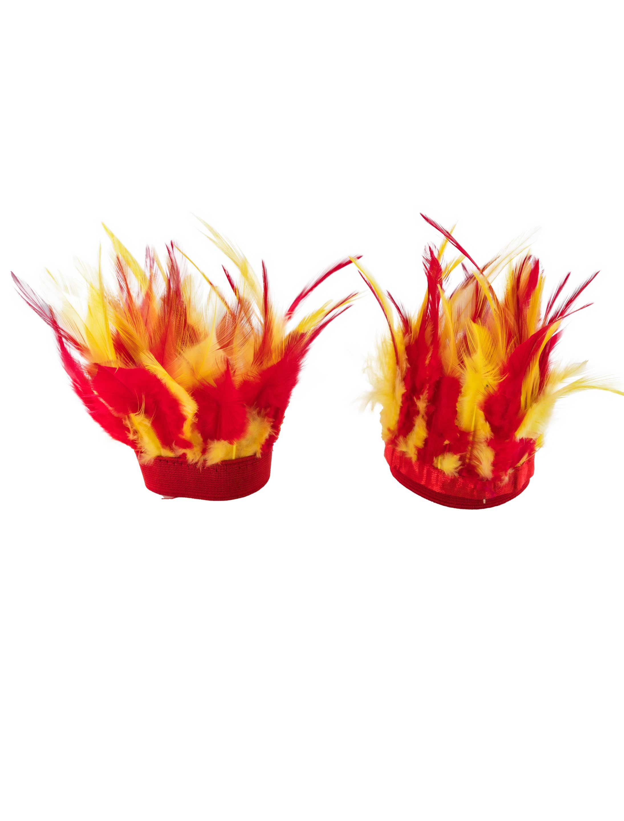 Armbänder Flammen aus Federn rot/gelb