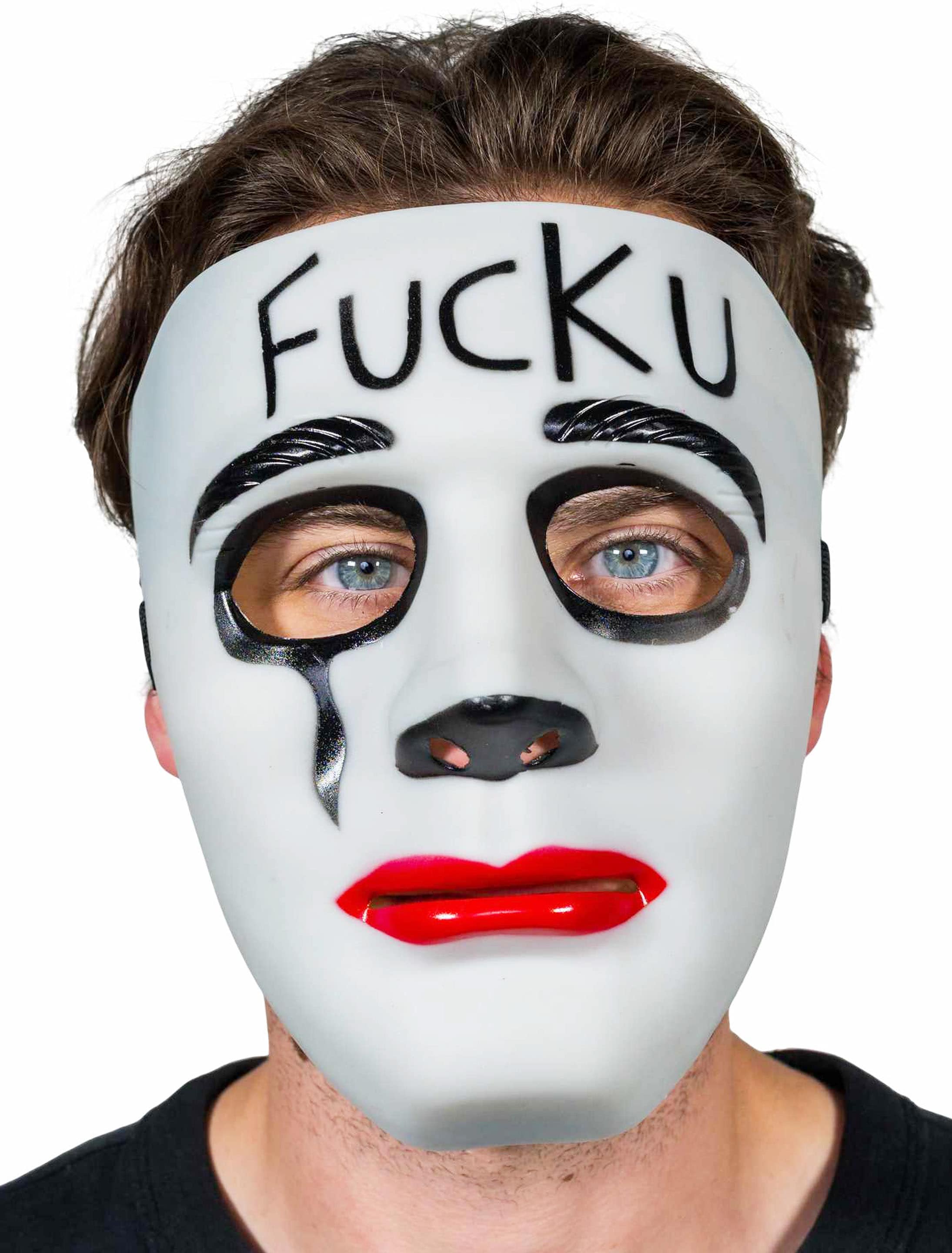 Maske Fuck U schwarz/weiß