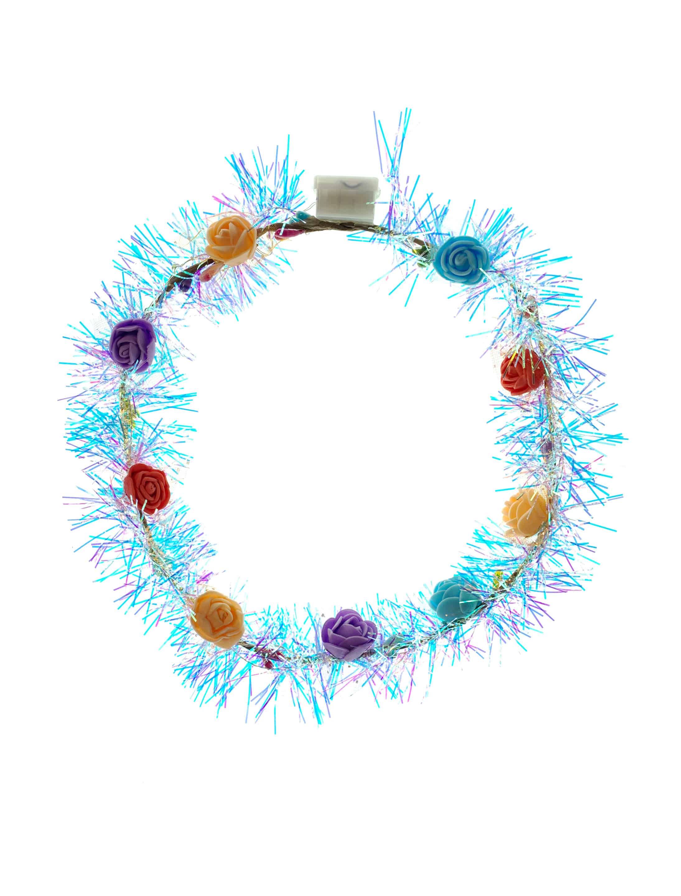 Blumenhaarkranz bunt Lametta mit LED