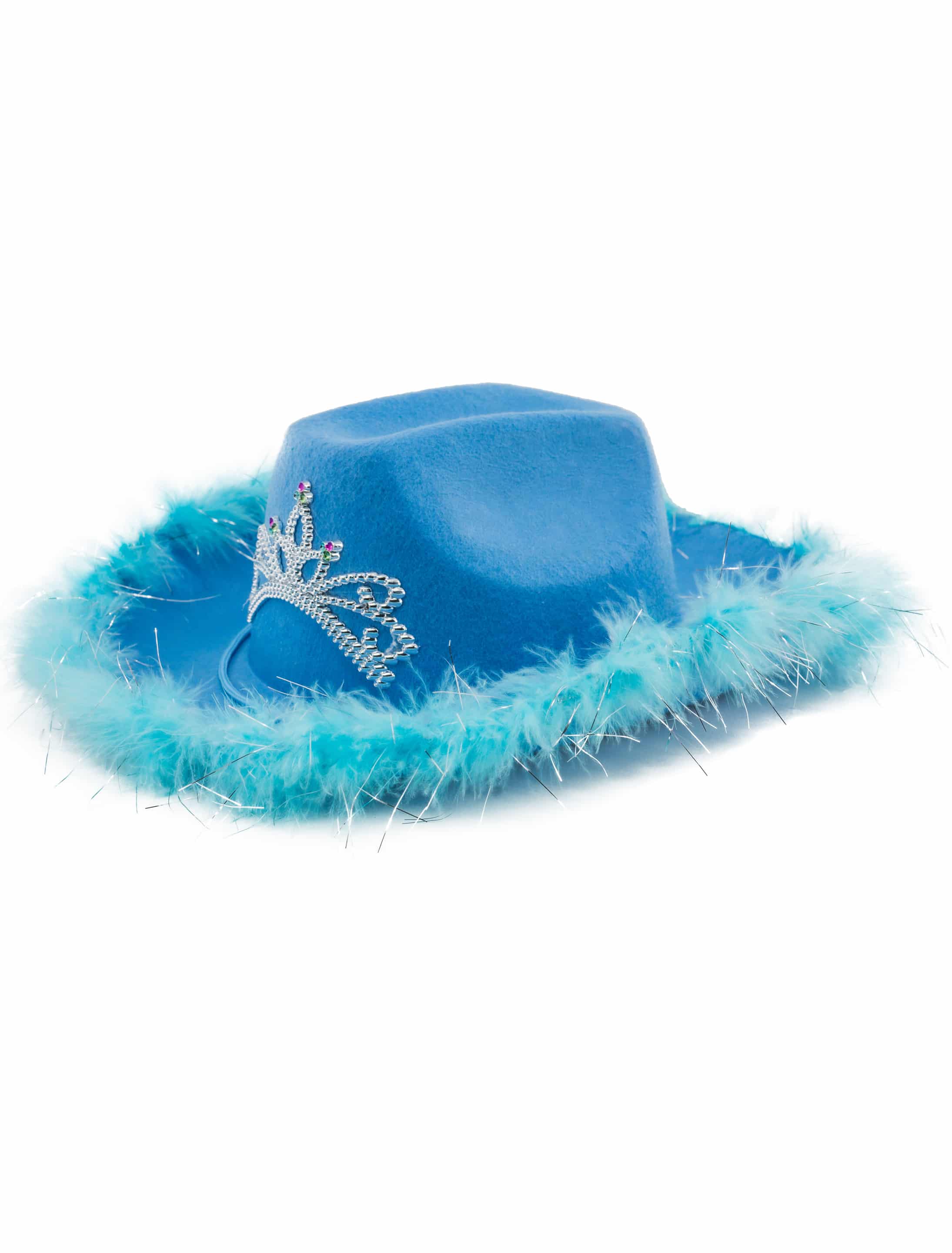 Cowgirlhut mit Marabu blau one size