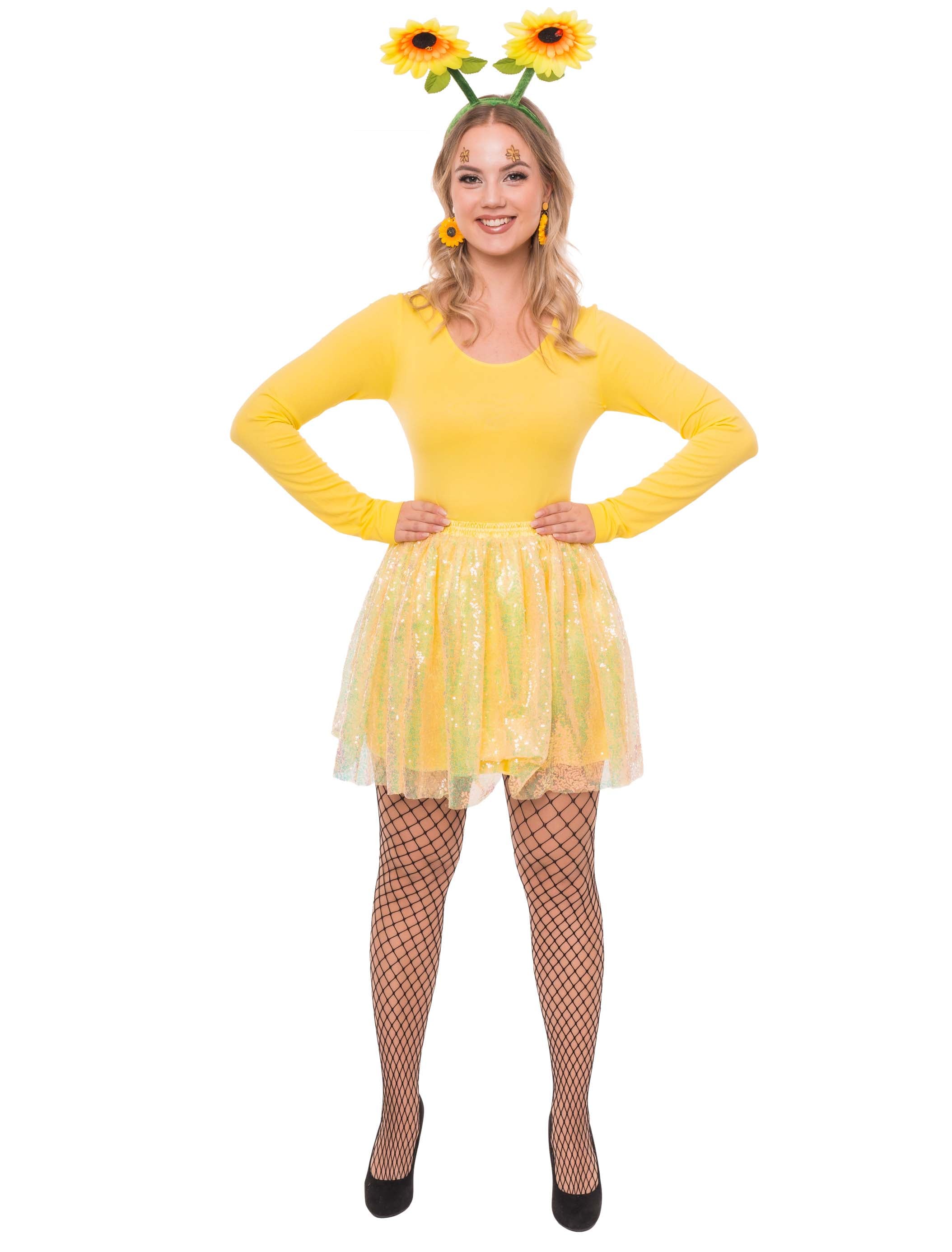 Rock Pailletten Damen gelb one size