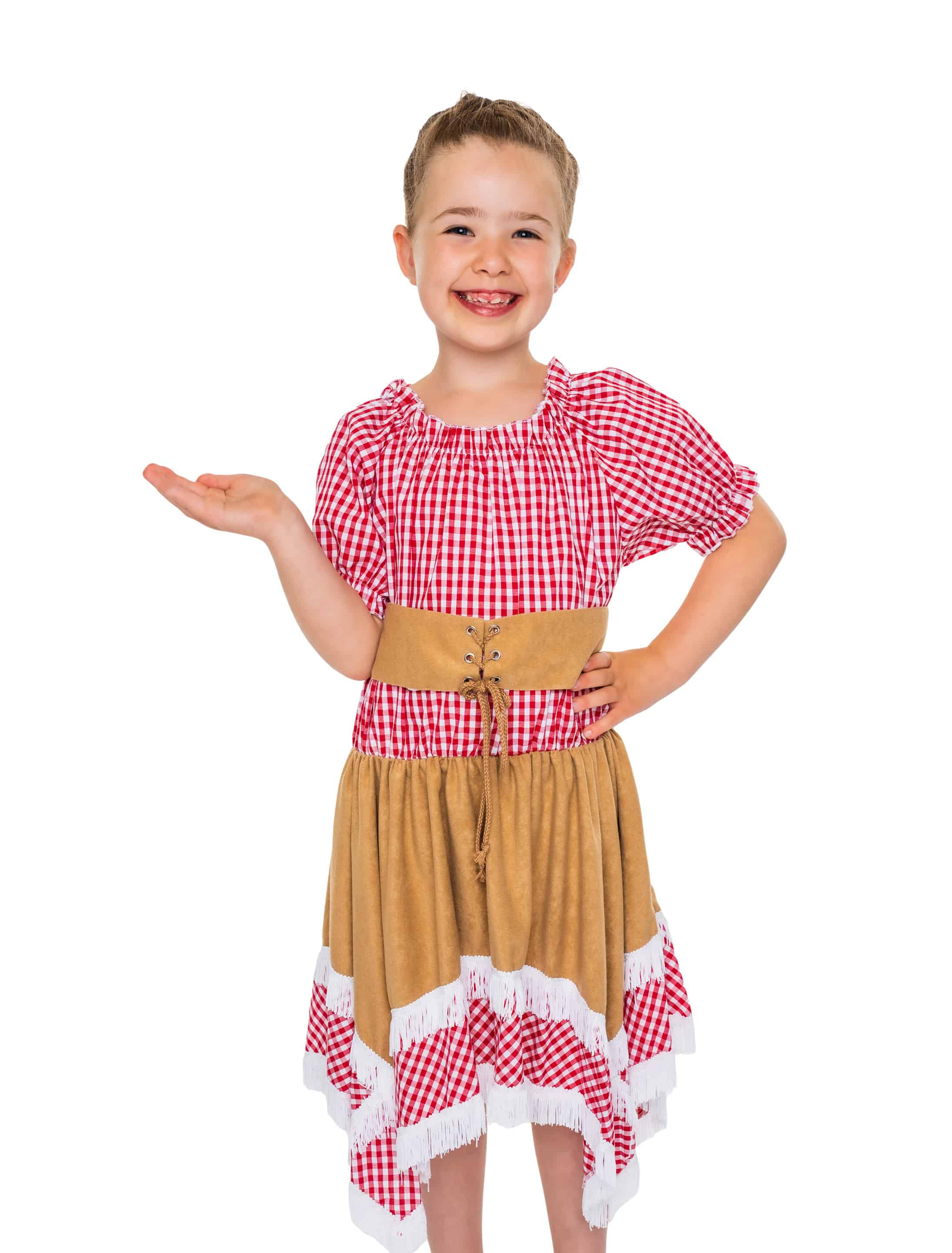 Kleid Cowgirl Kinder rot/weiß 164