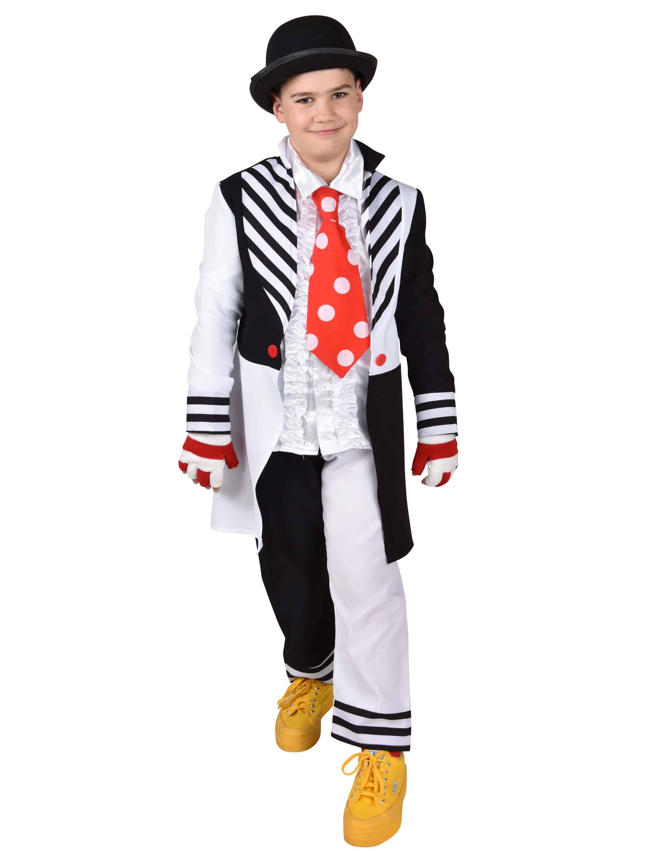 Anzug Pantomime deluxe Kinder 3-tlg. schwarz/weiß 128