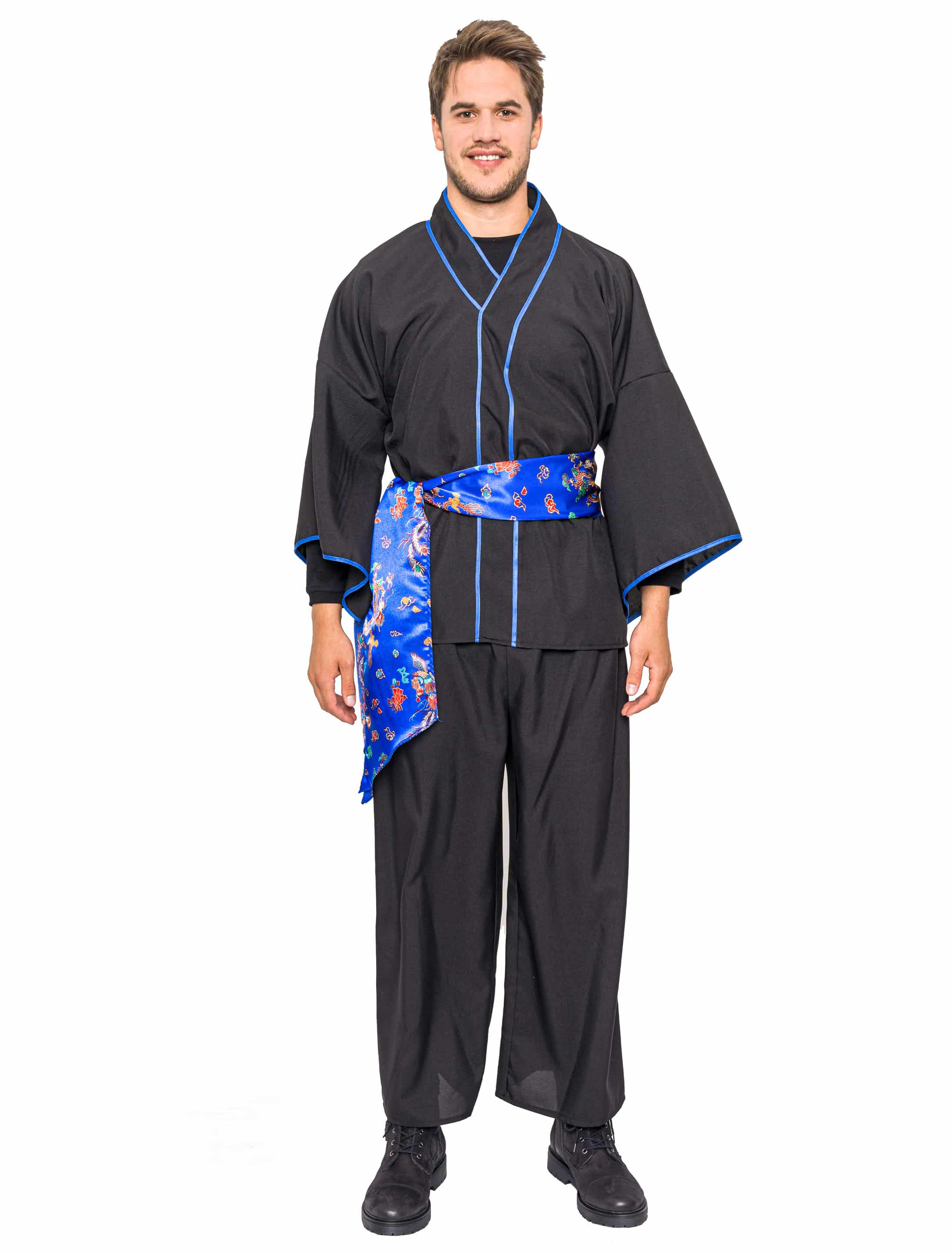 Yukata Herren 3-tlg. Herren schwarz/blau S