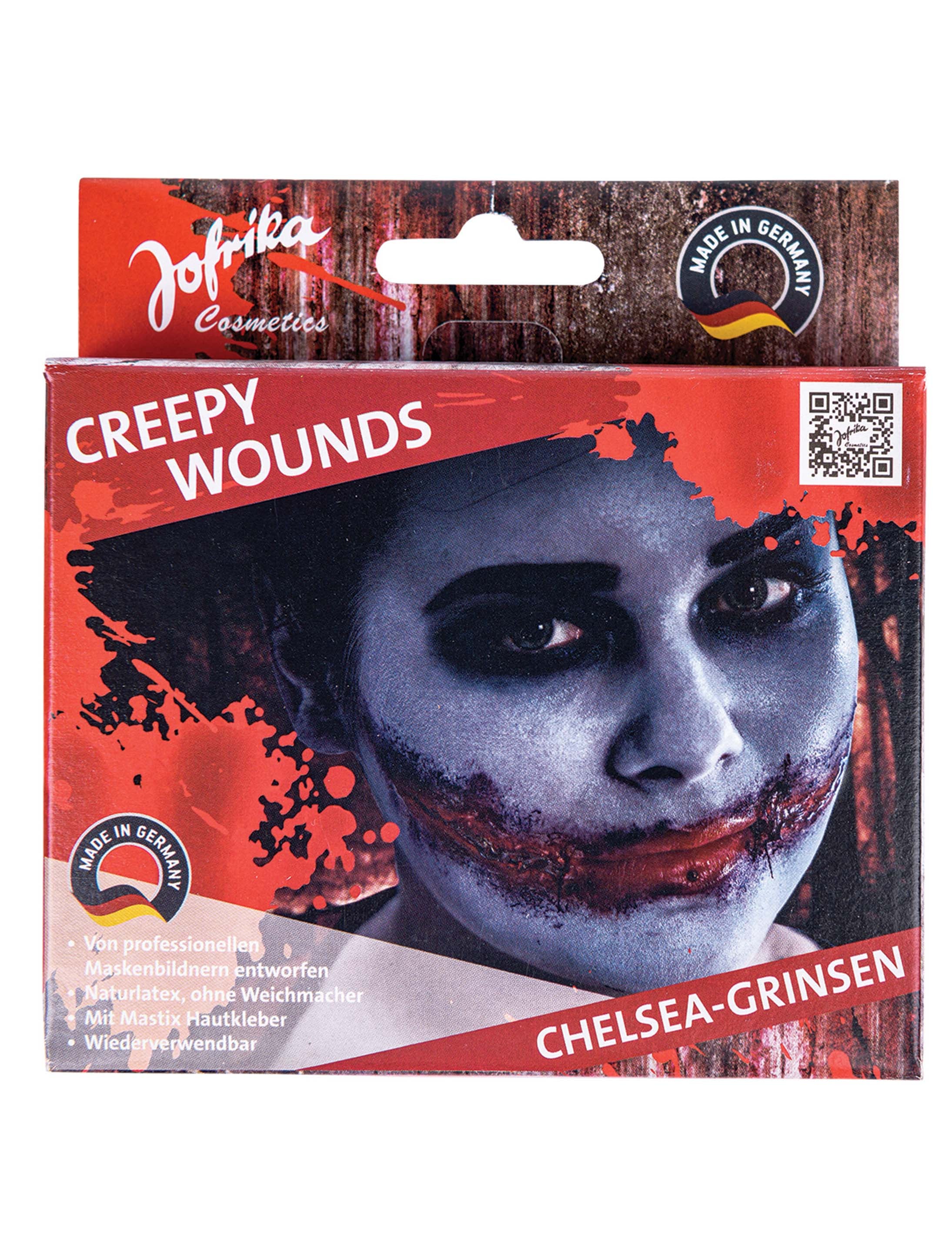 Latexwunde Chelsea-Grinsen beige/rot