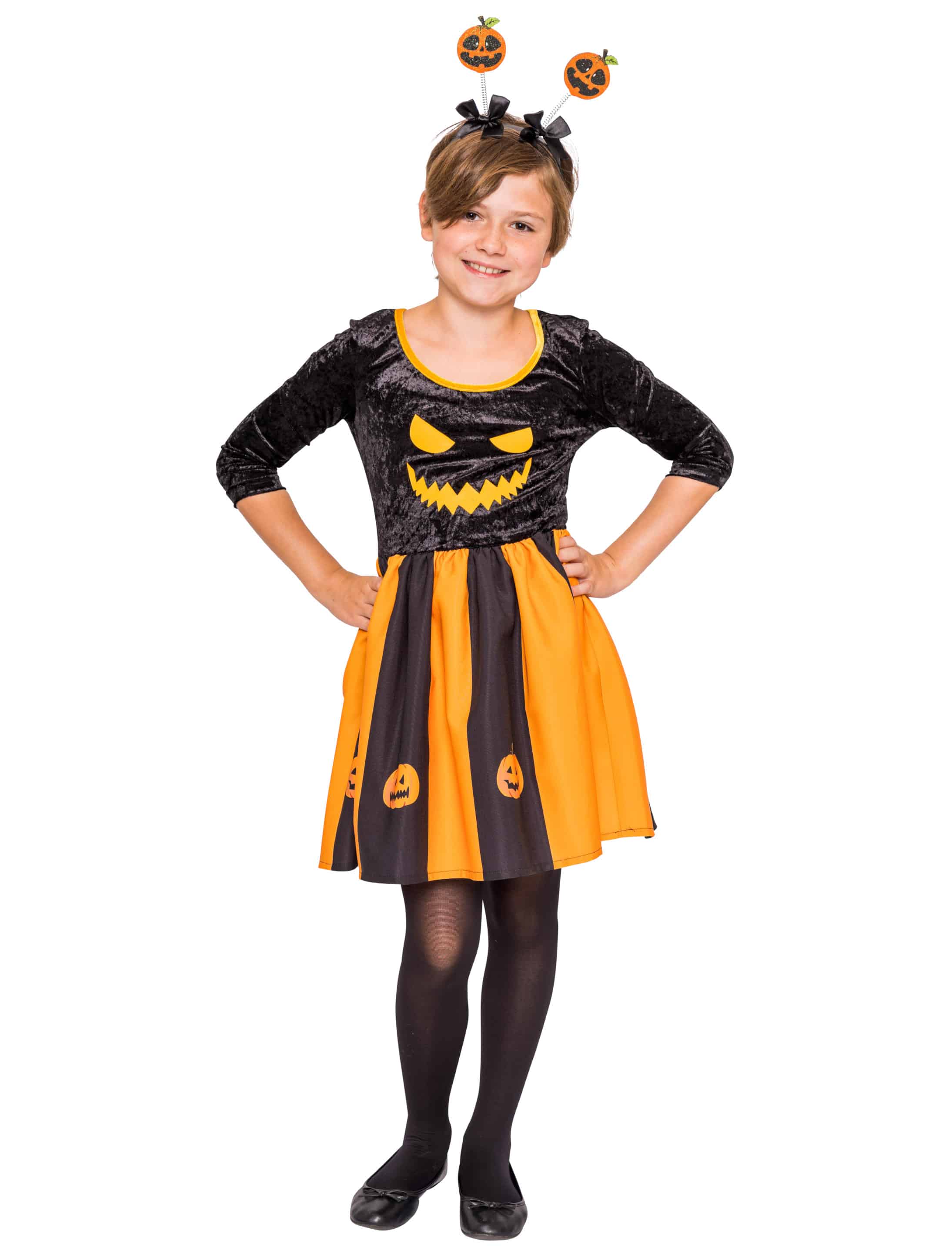 Kleid Kürbis Kinder schwarz/orange 128