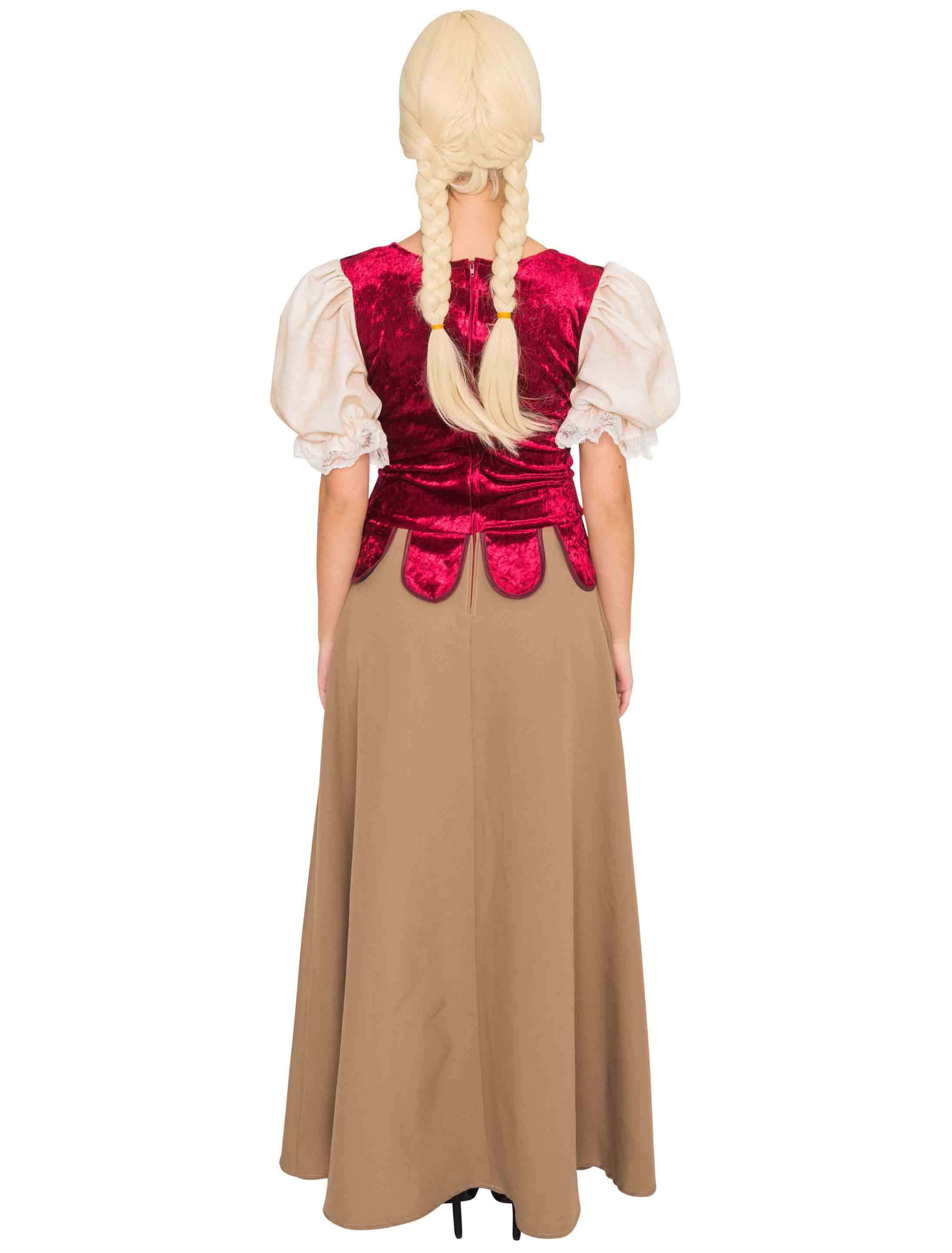 Kleid Bäuerin Mittelalter Damen braun/rot M