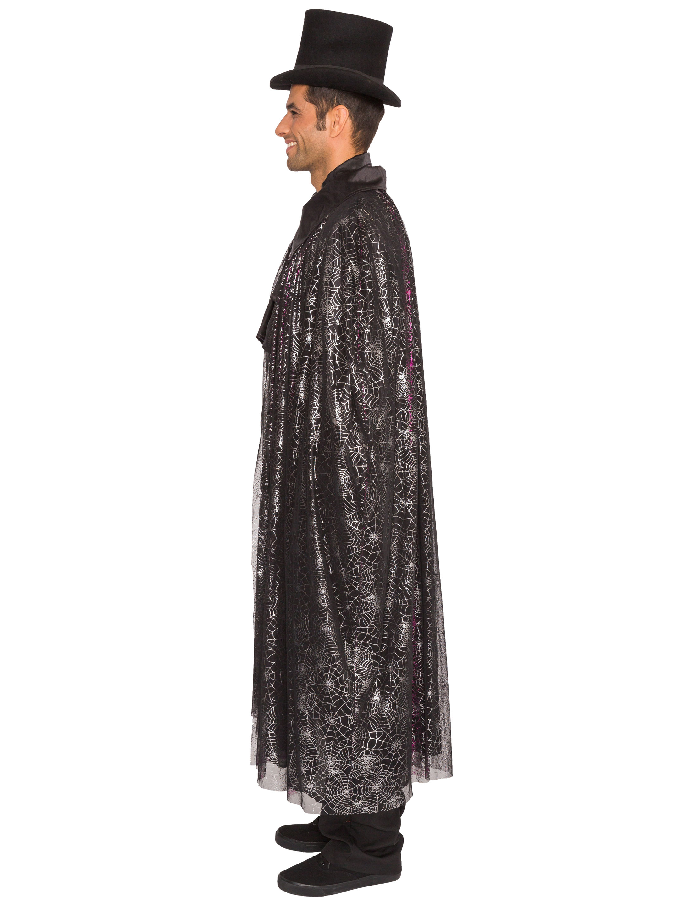 Cape mit Spinnweben schwarz/silber one size