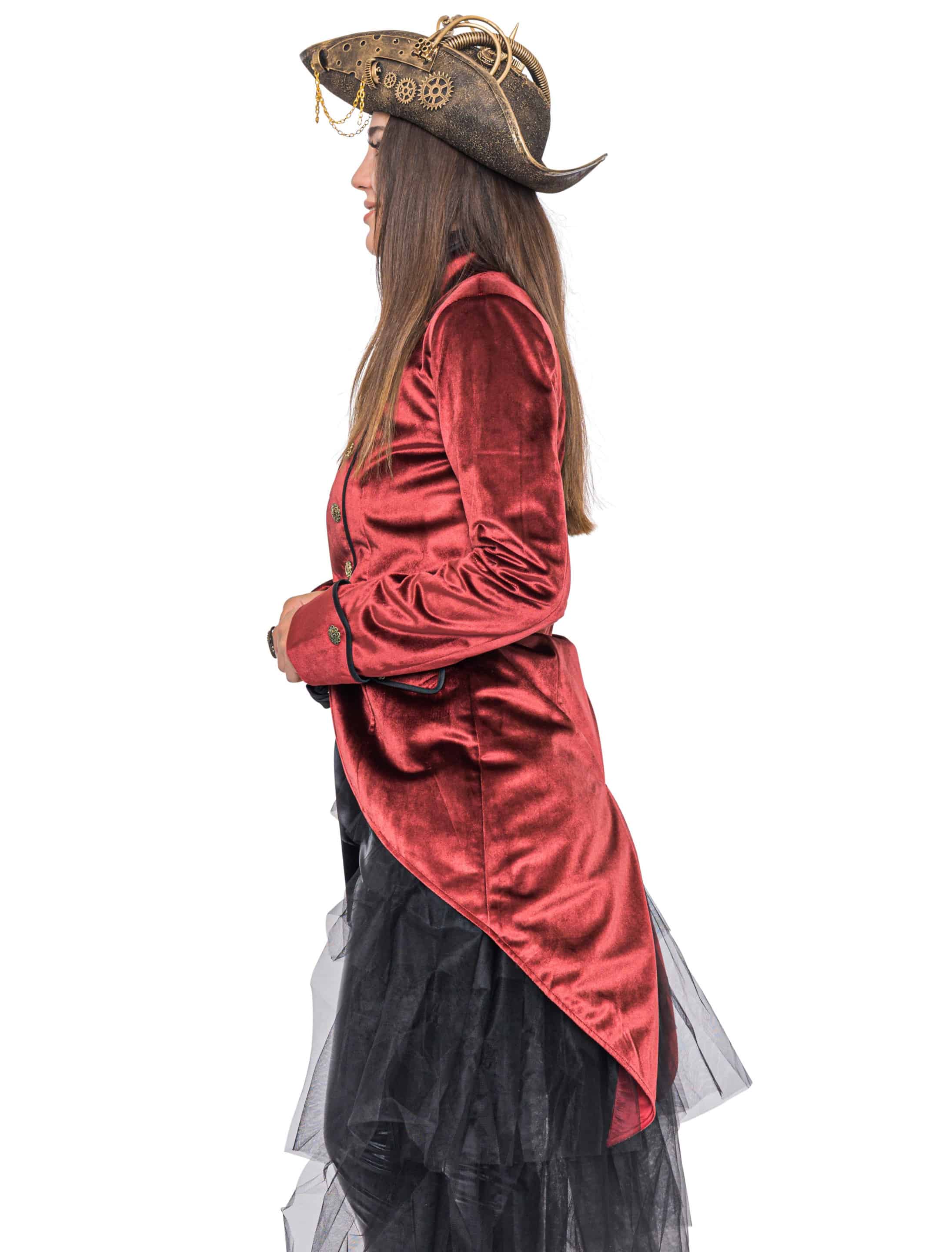 Frack Steampunk Damen Samt rot XL