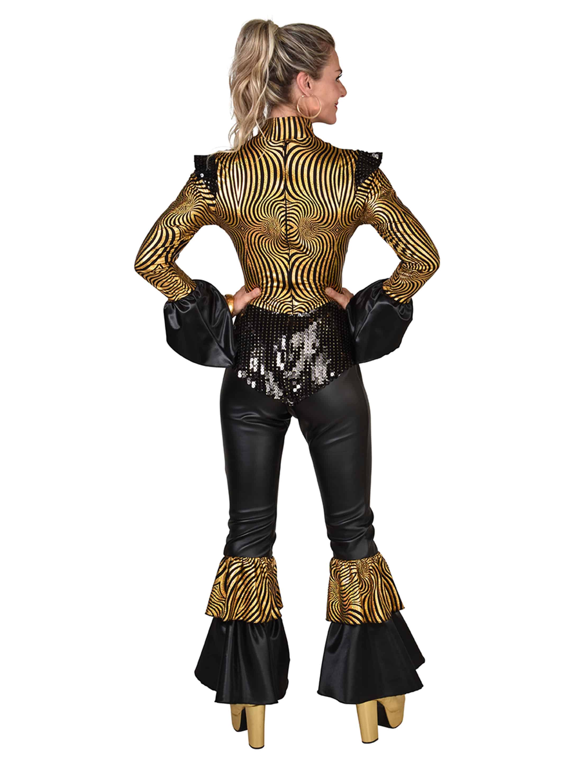 Kostüm Disco Queen  Damen schwarz/gold 2XL