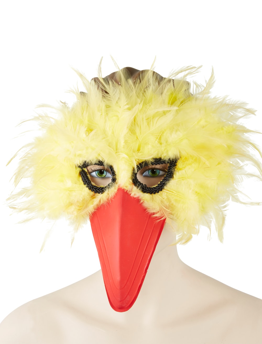 Federmaske Vogel gelb