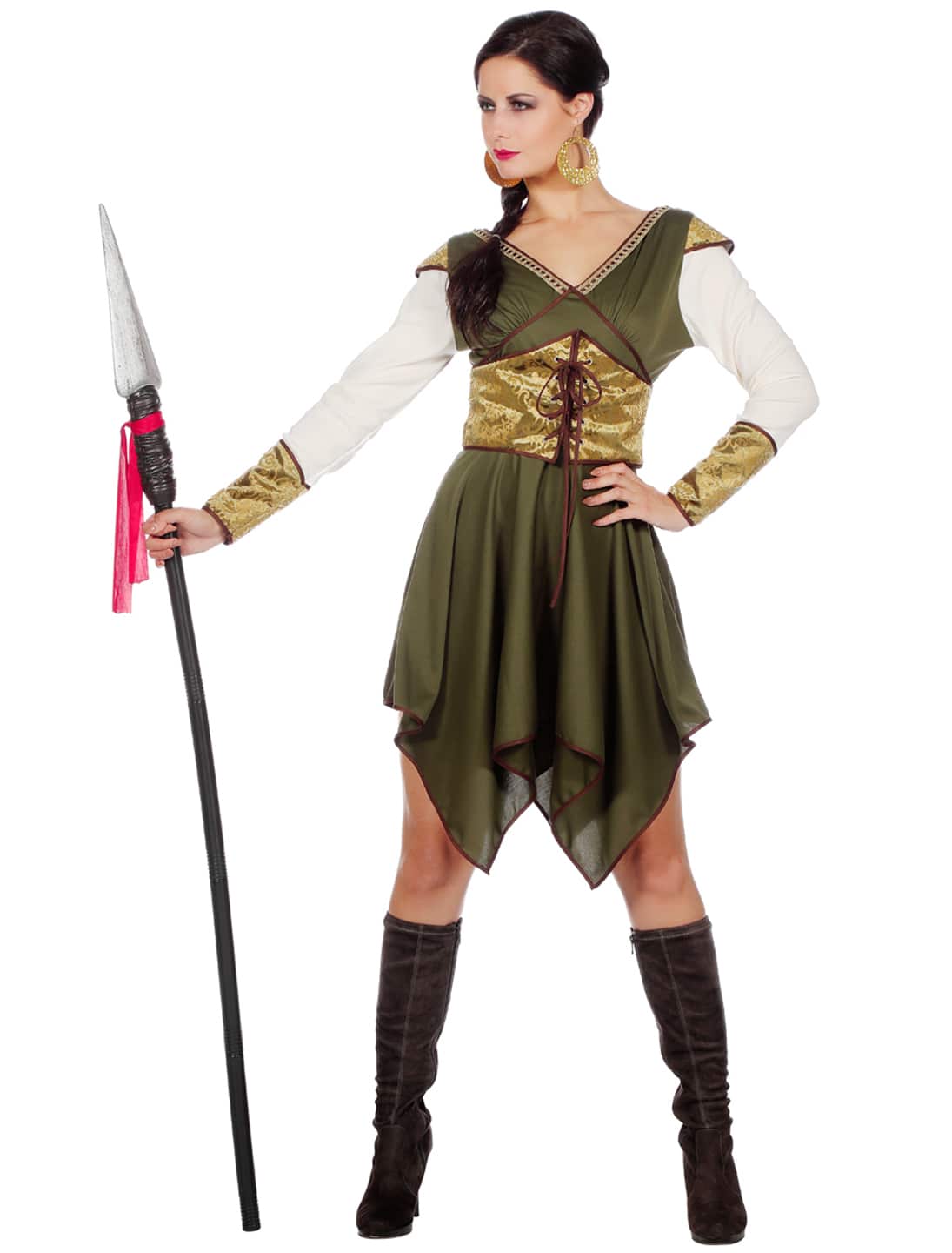Kleid Burgdame 2-tlg. gold/grün 40