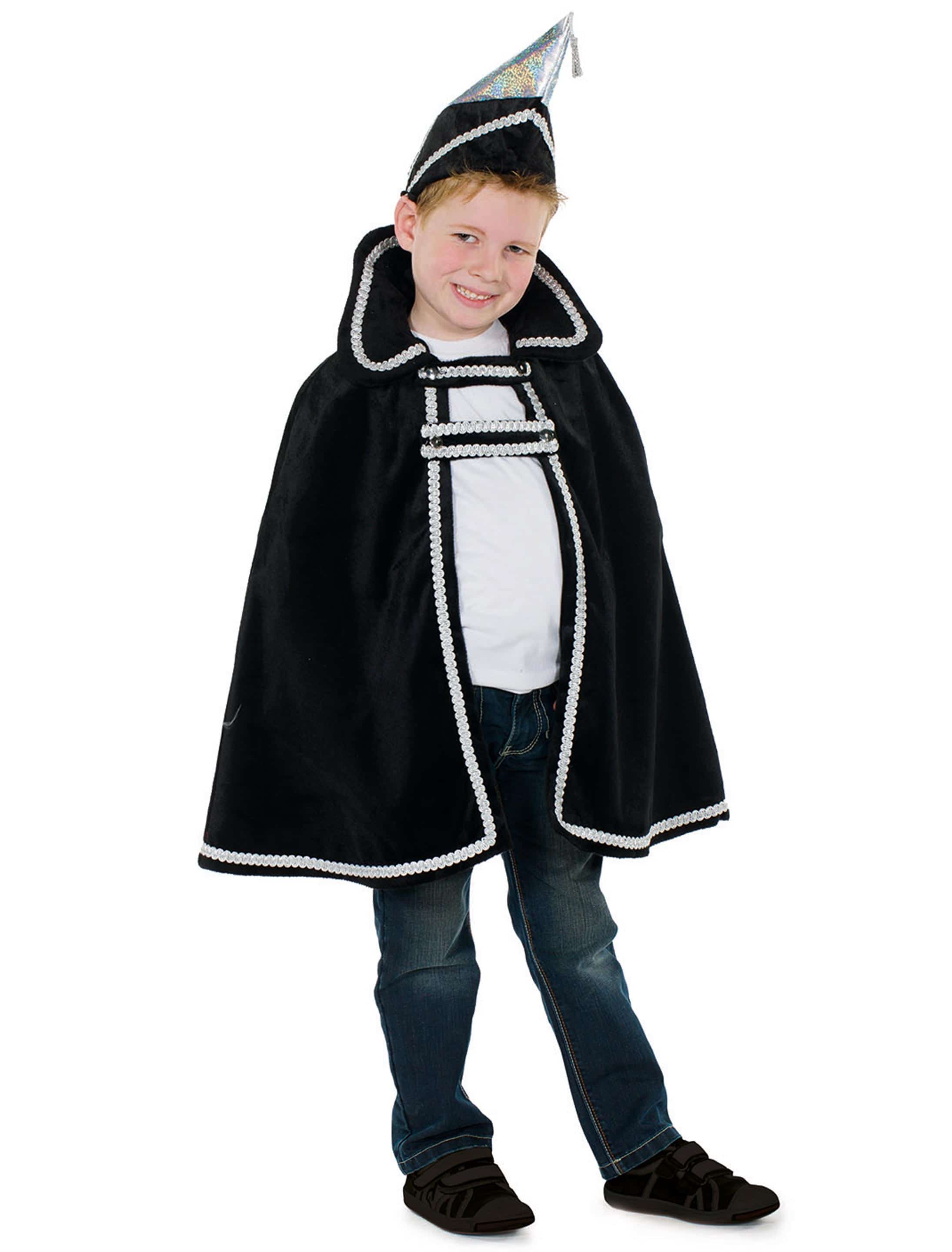 Cape Prinz velours Kinder 2-tlg. schwarz 128-140