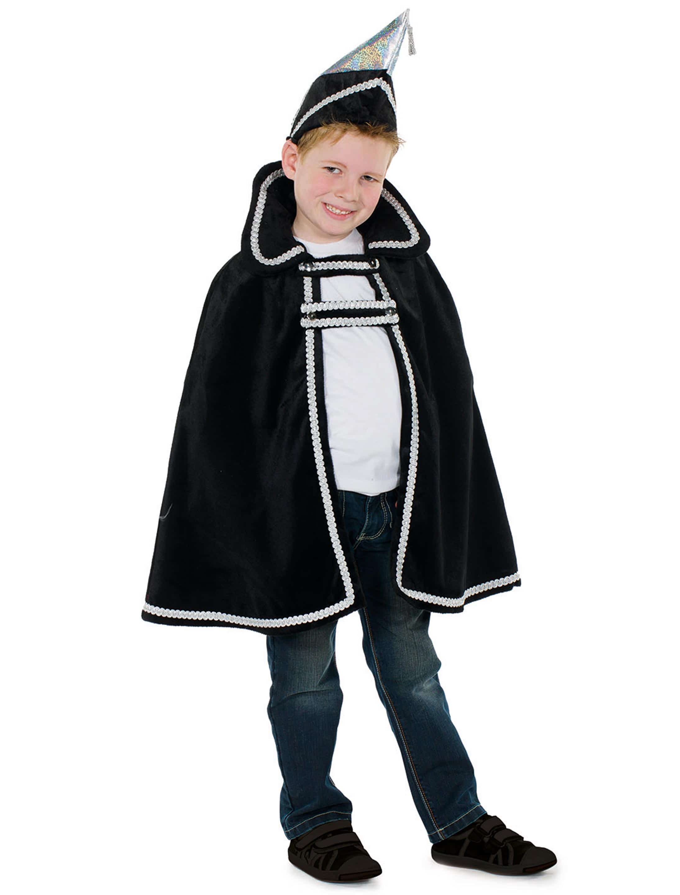 Cape Prinz velours Kinder 2-tlg. schwarz 104-116