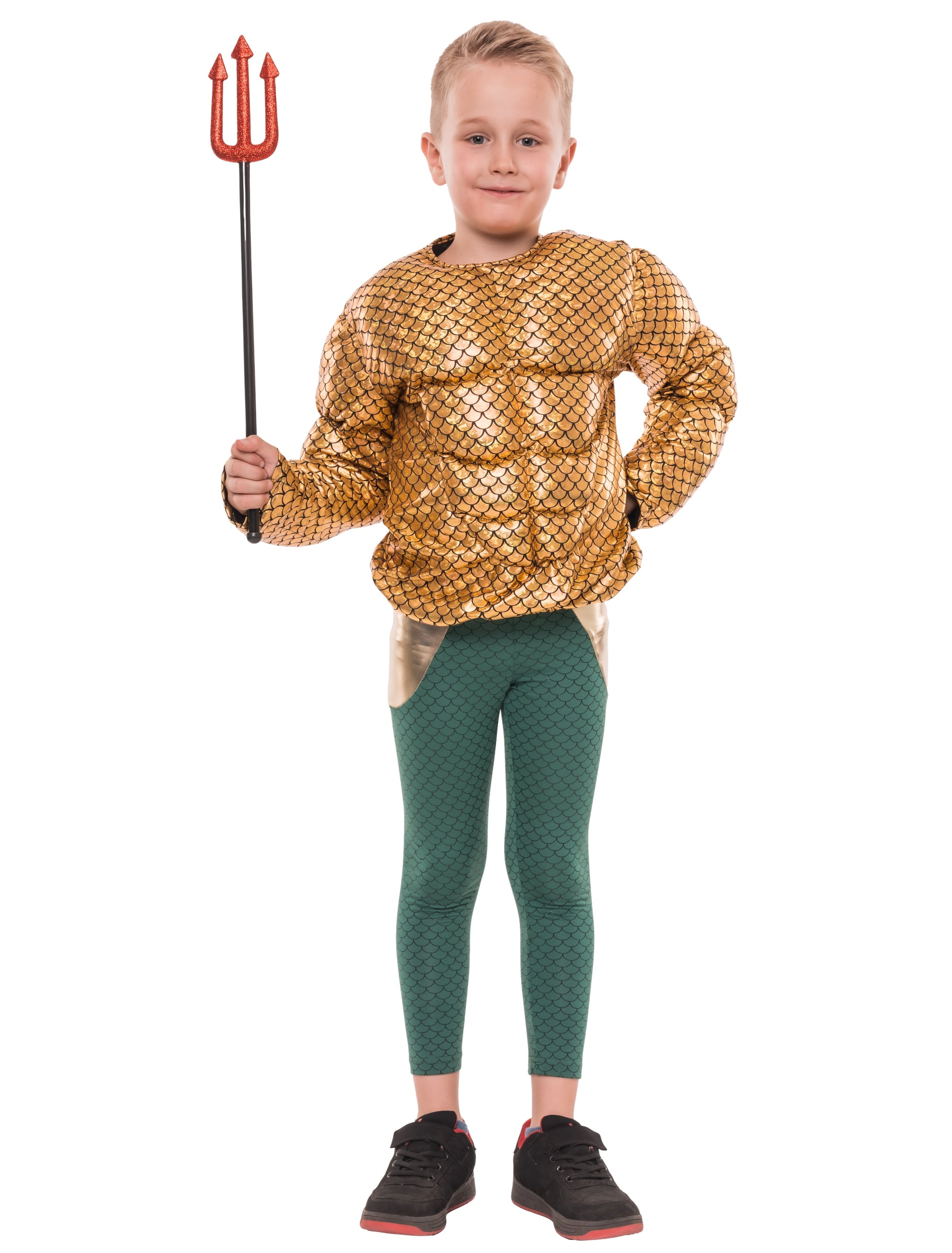 Muskelshirt Fischmuster Metallic Kinder gold one size