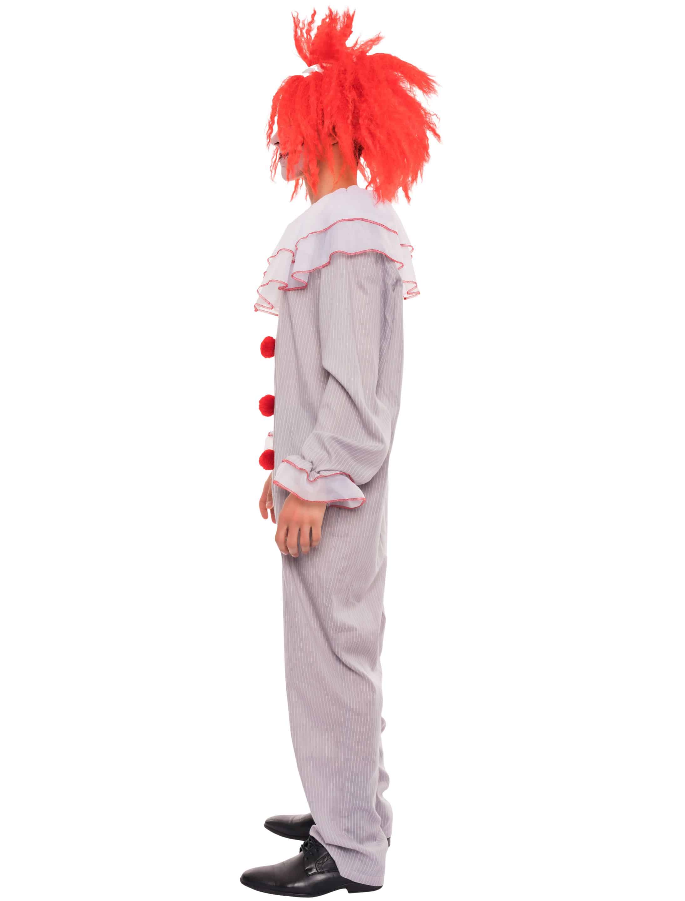 Jumpsuit Horrorclown Herren grau S/M