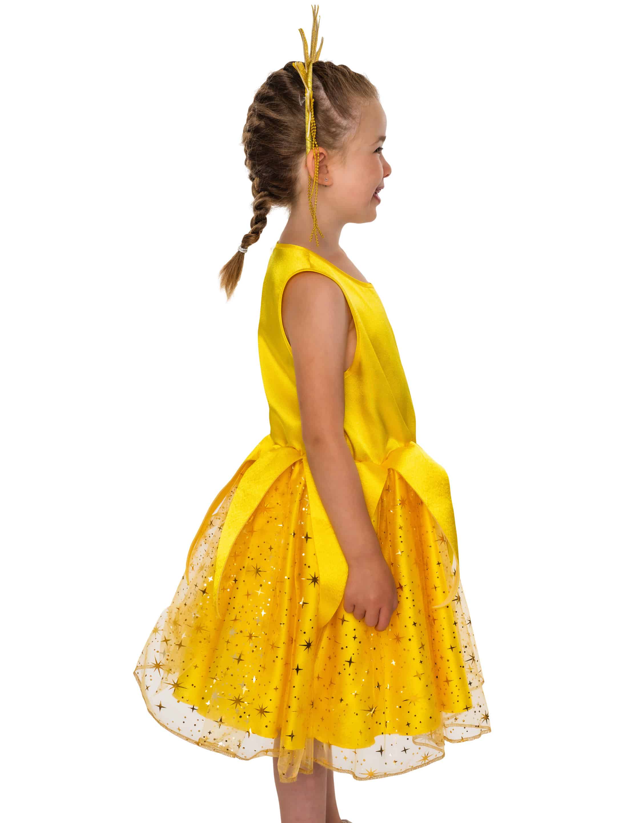 Kleid mit Tüll und Sternen Kinder goldgelb 116 Kleid mit Tüll und Sternen Kinder goldgelb 116