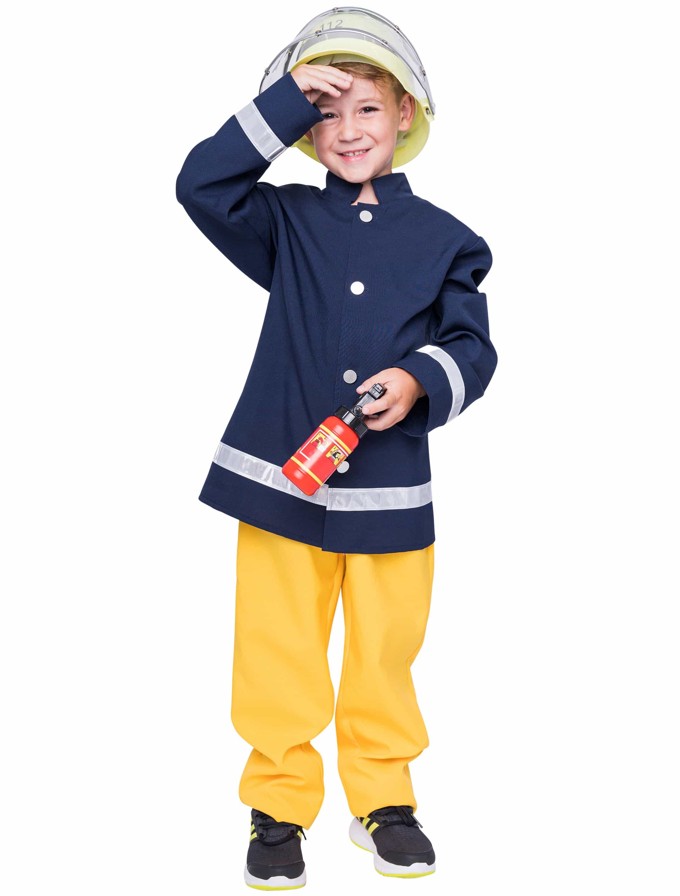Feuerwehrmann Kinder 2-tlg. Unisex blau/gelb 140