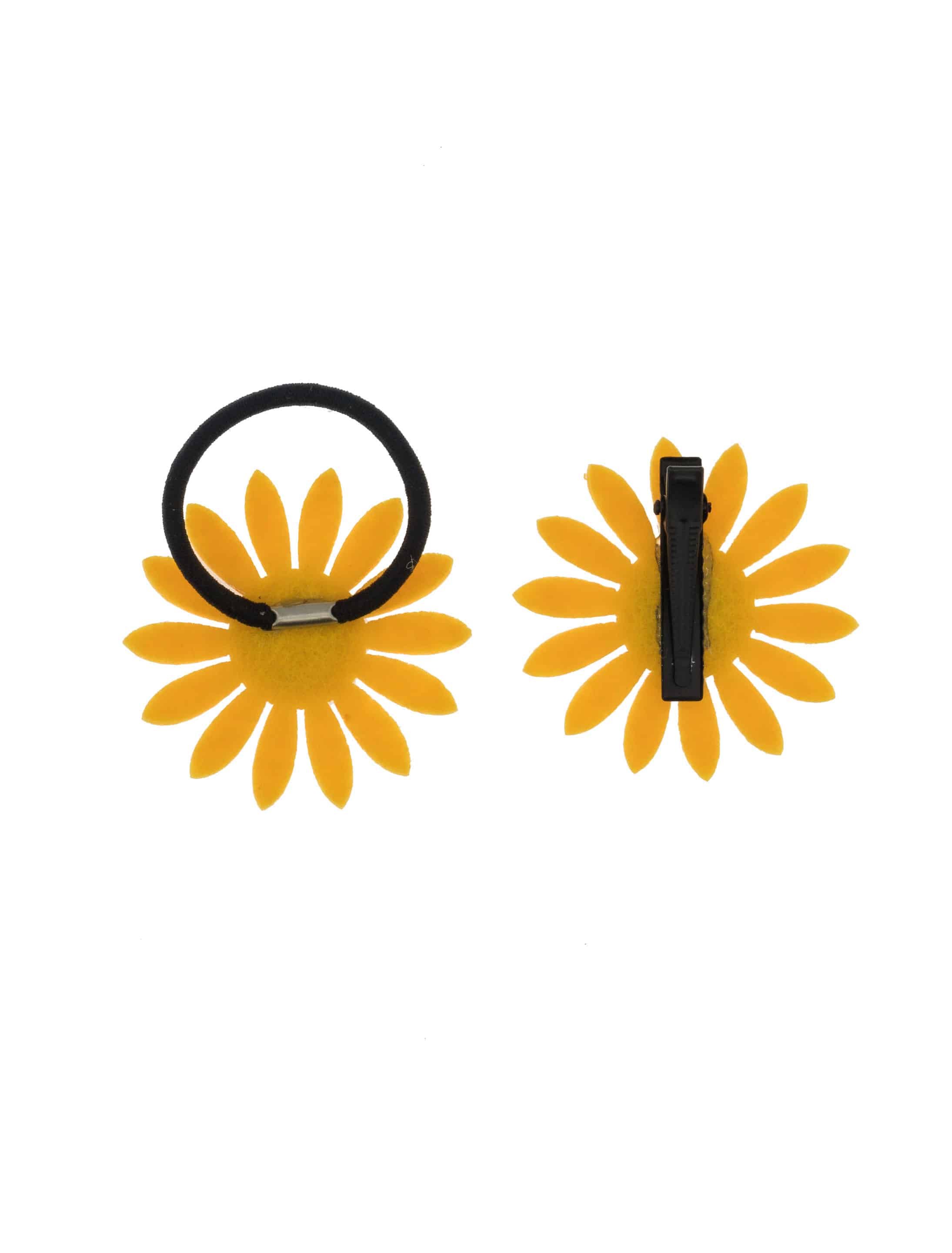 Set Haarklammer und Haargummi Sonnenblume gold/braun