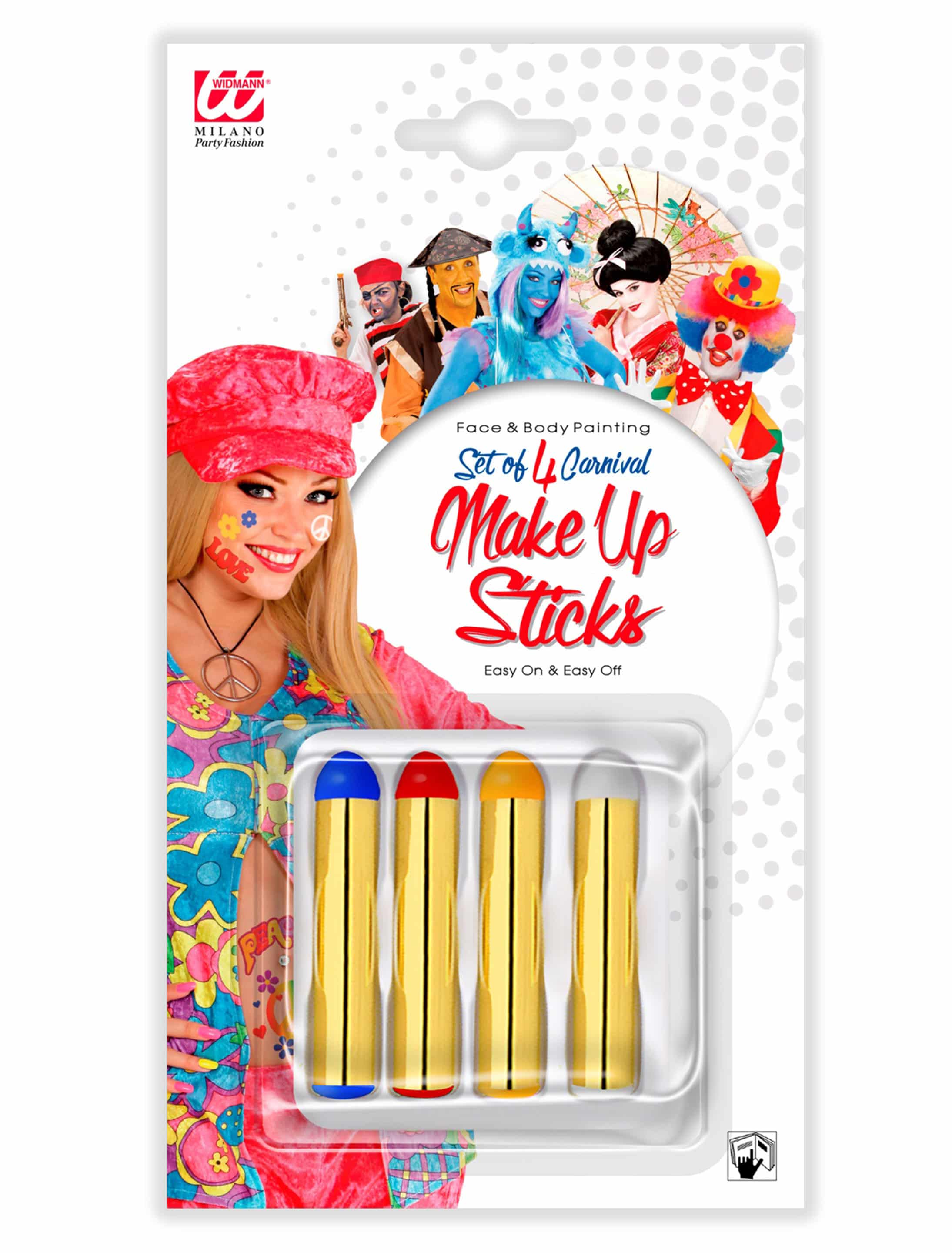 Schminkstift groß Set 4-tlg. bunt