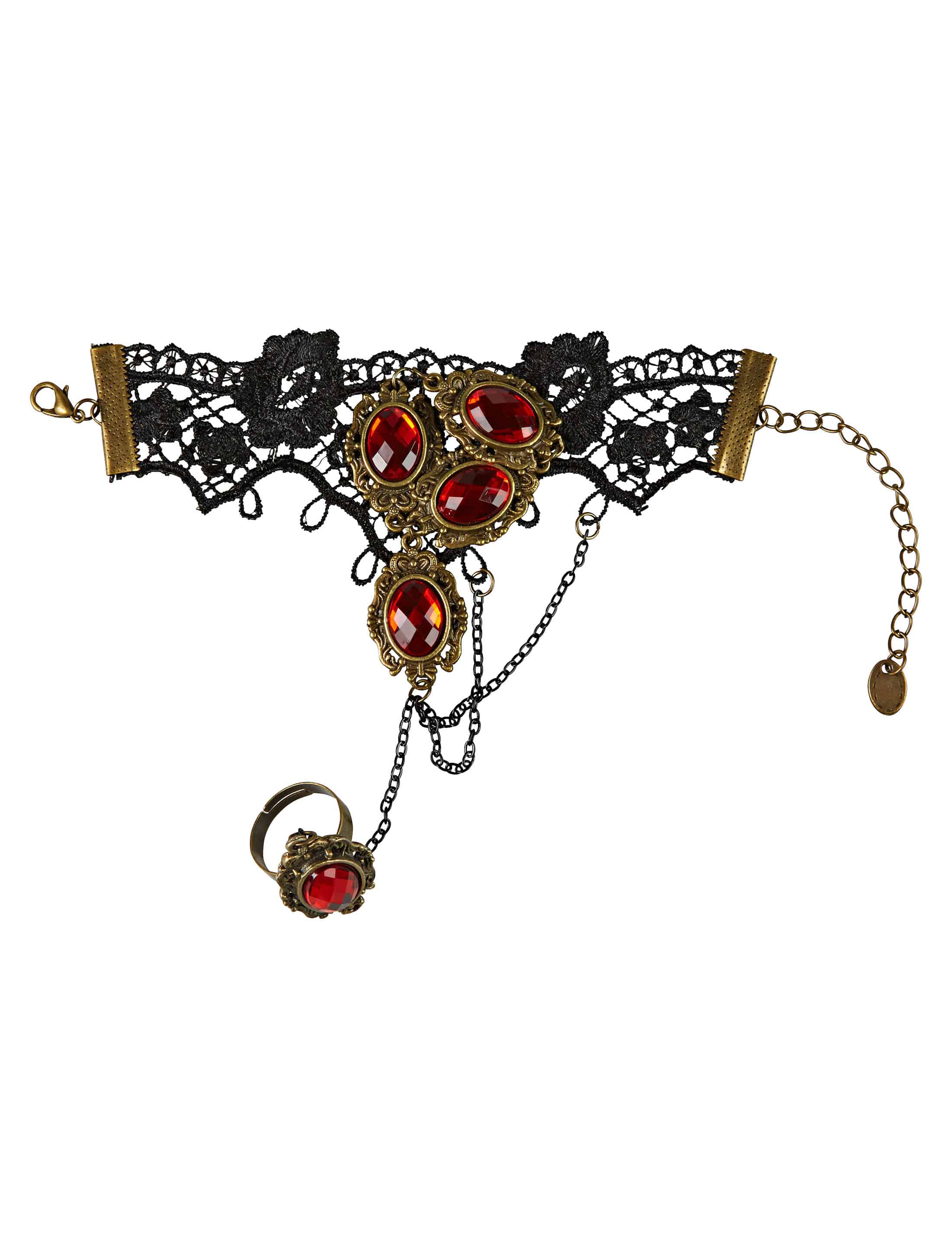 Armband Spitze rote Kristalle mit Ring