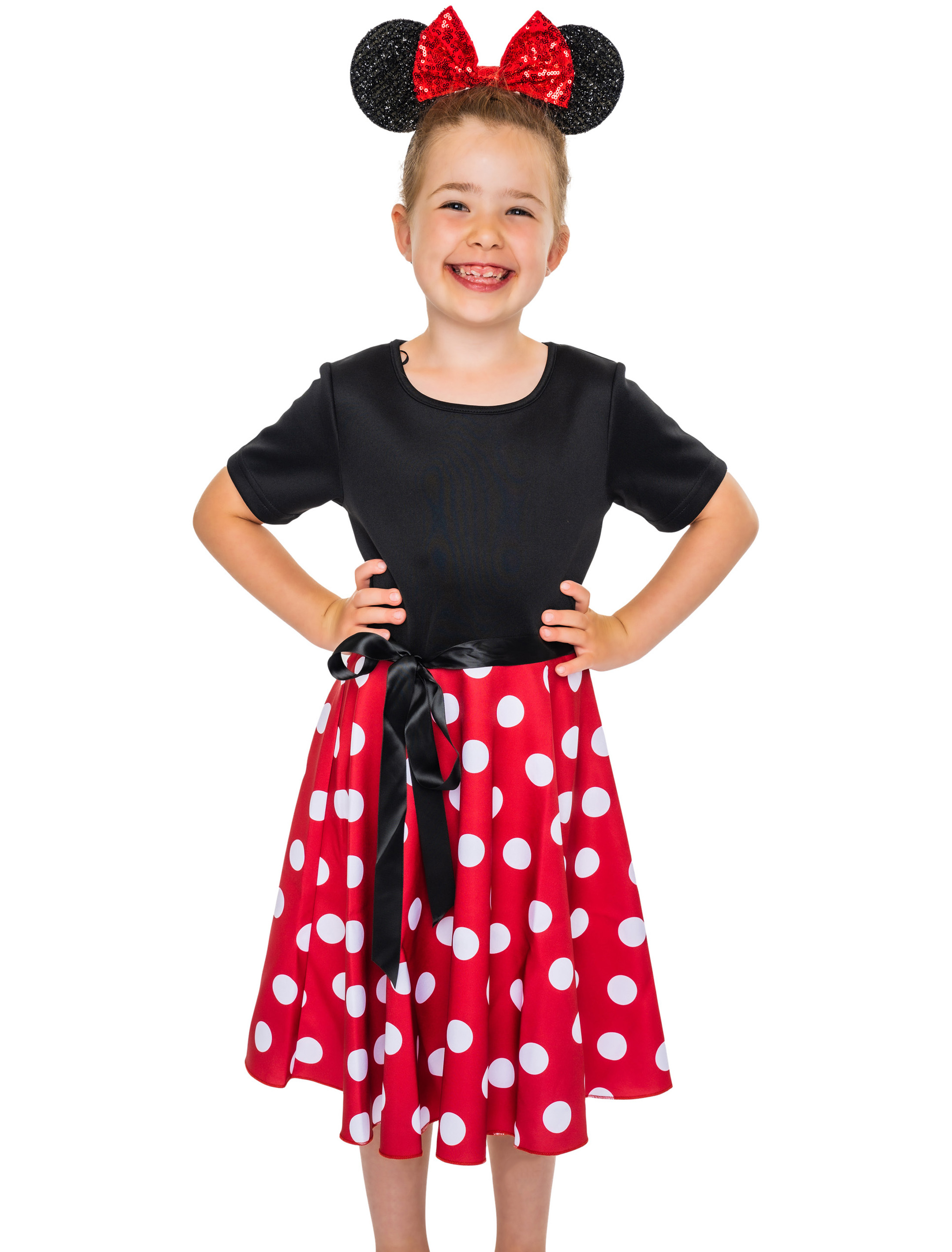 Kleid Maus mit Punkten Mädchen schwarz/weiß/rot 116-128