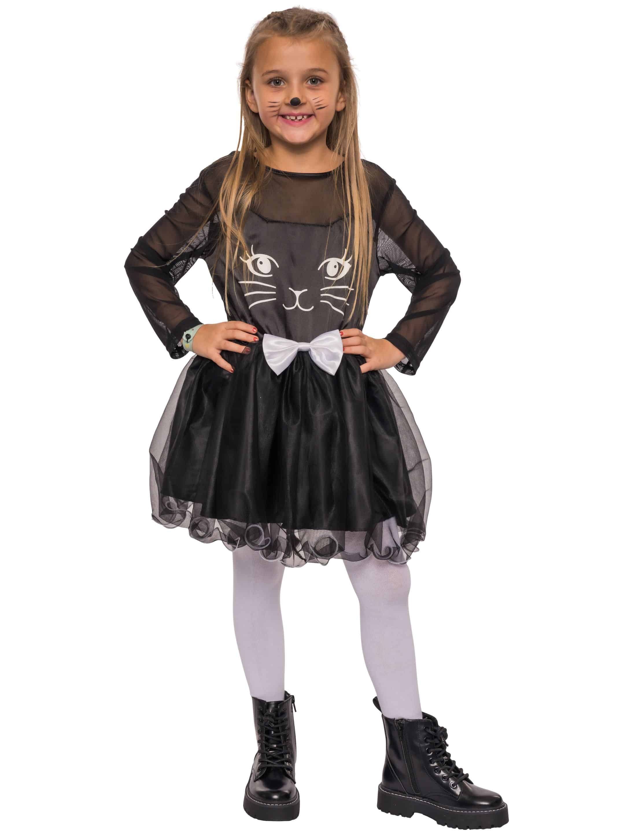 Kleid Katze mit Schwanz Kinder schwarz 152