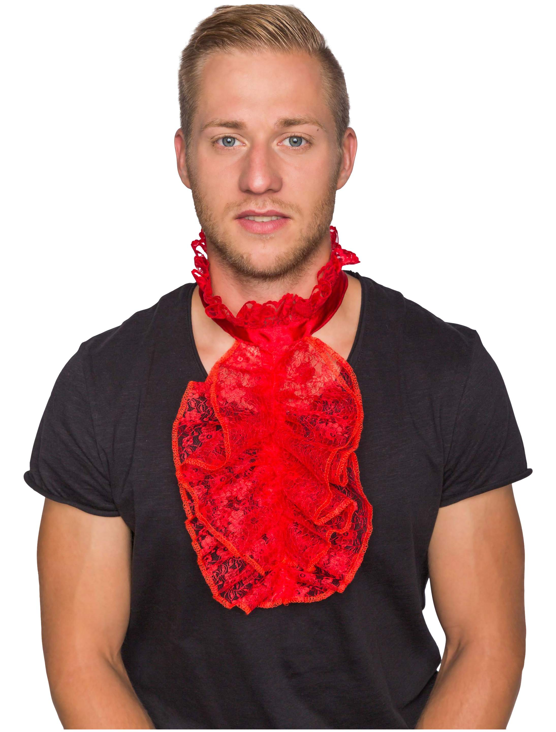 Jabot mit Spitze Herren rot one size