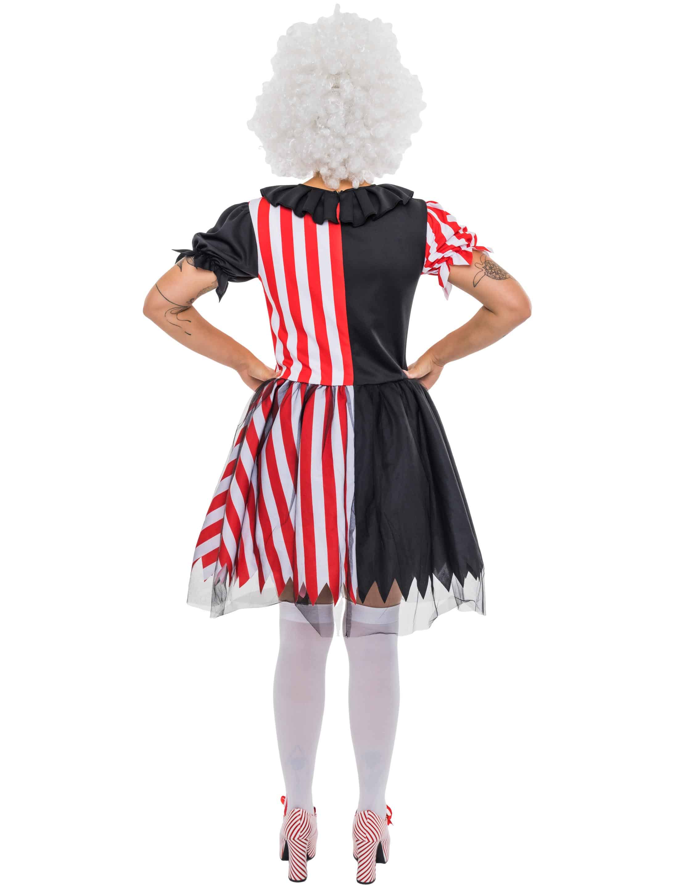 Kleid Clown Damen schwarz/weiß L-XL