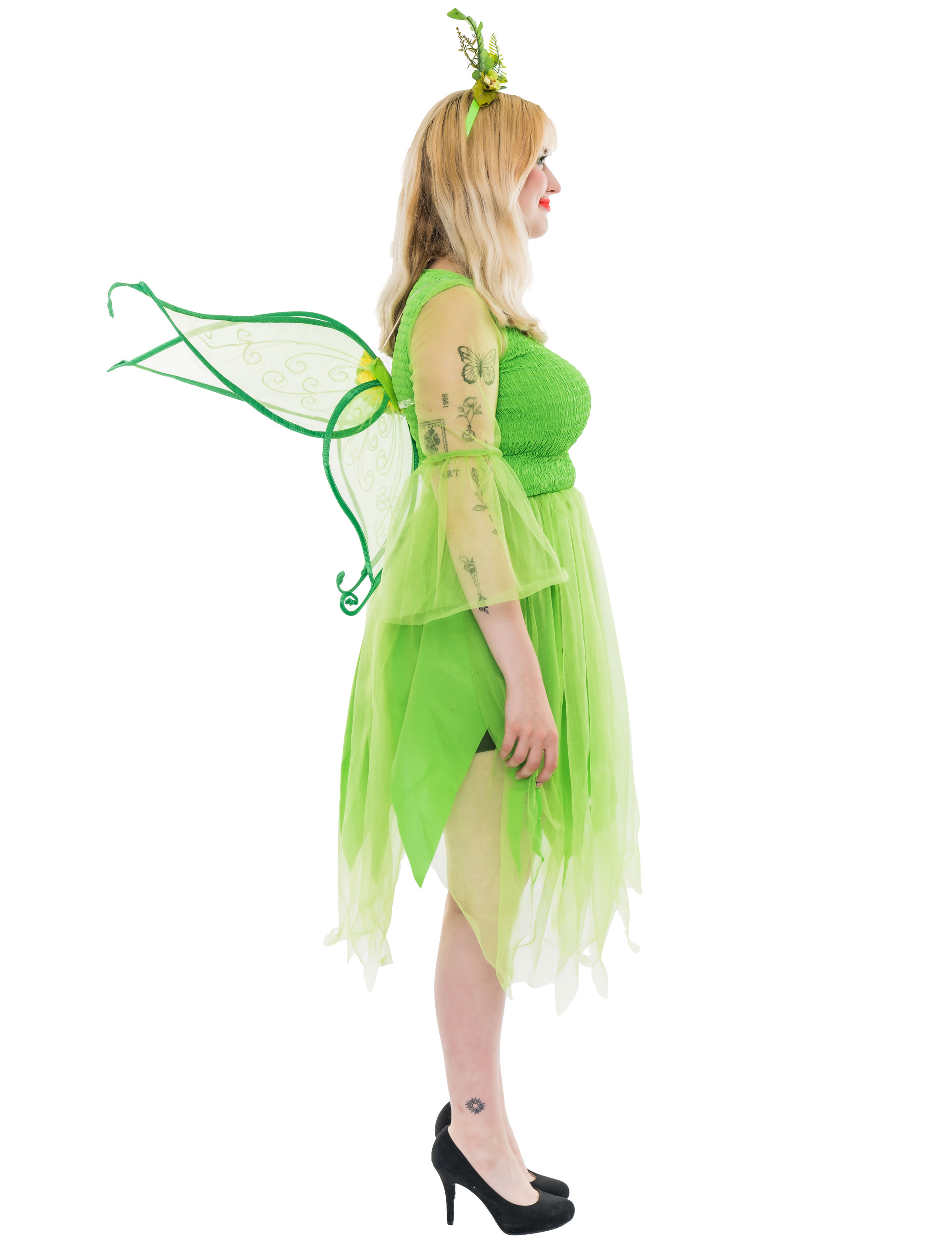 Kleid Fee mit Ärmel Damen grün 2XL/3XL