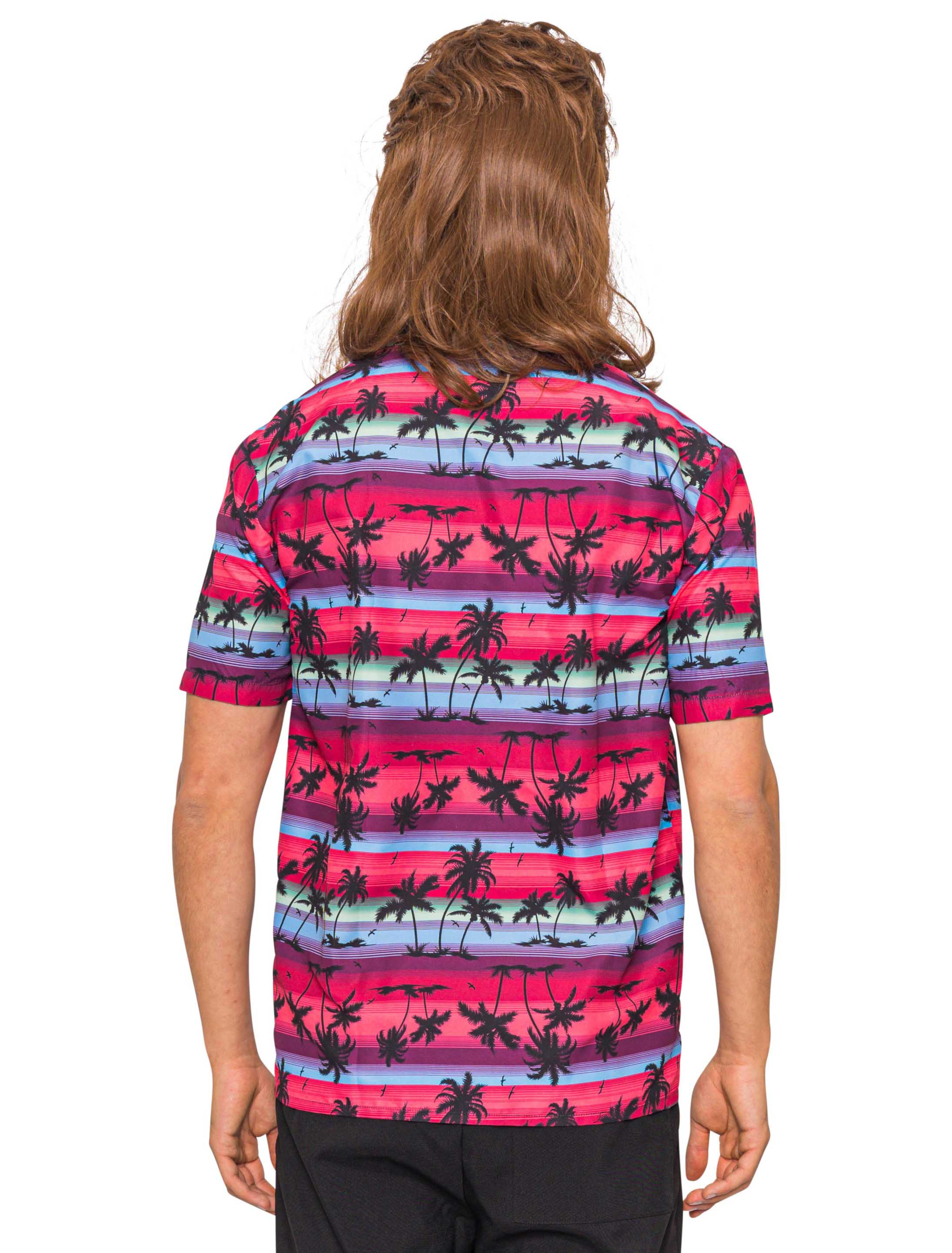 Hemd Hawaii mit Palmen pink M