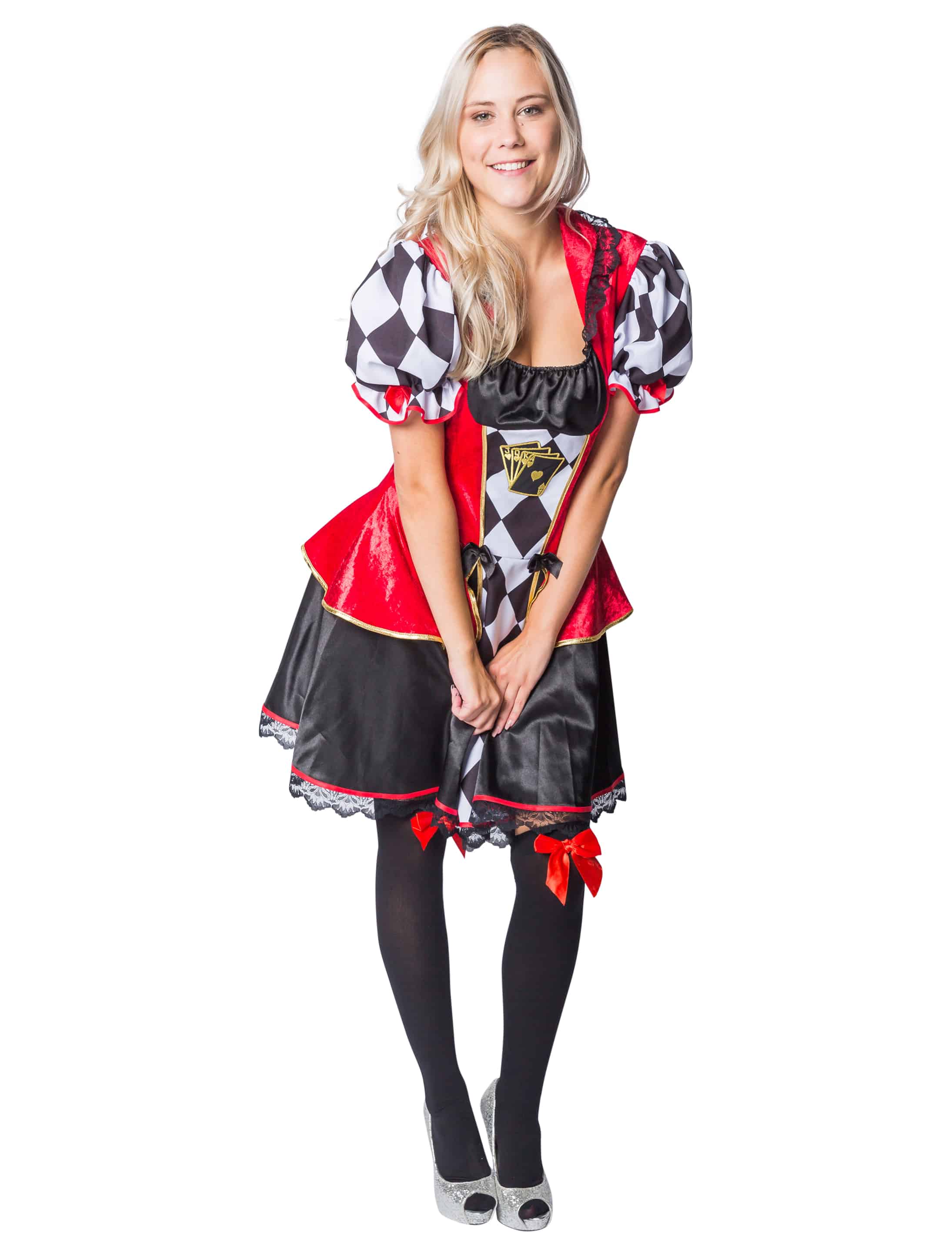 Kleid Pokerin Damen rot/schwarz L