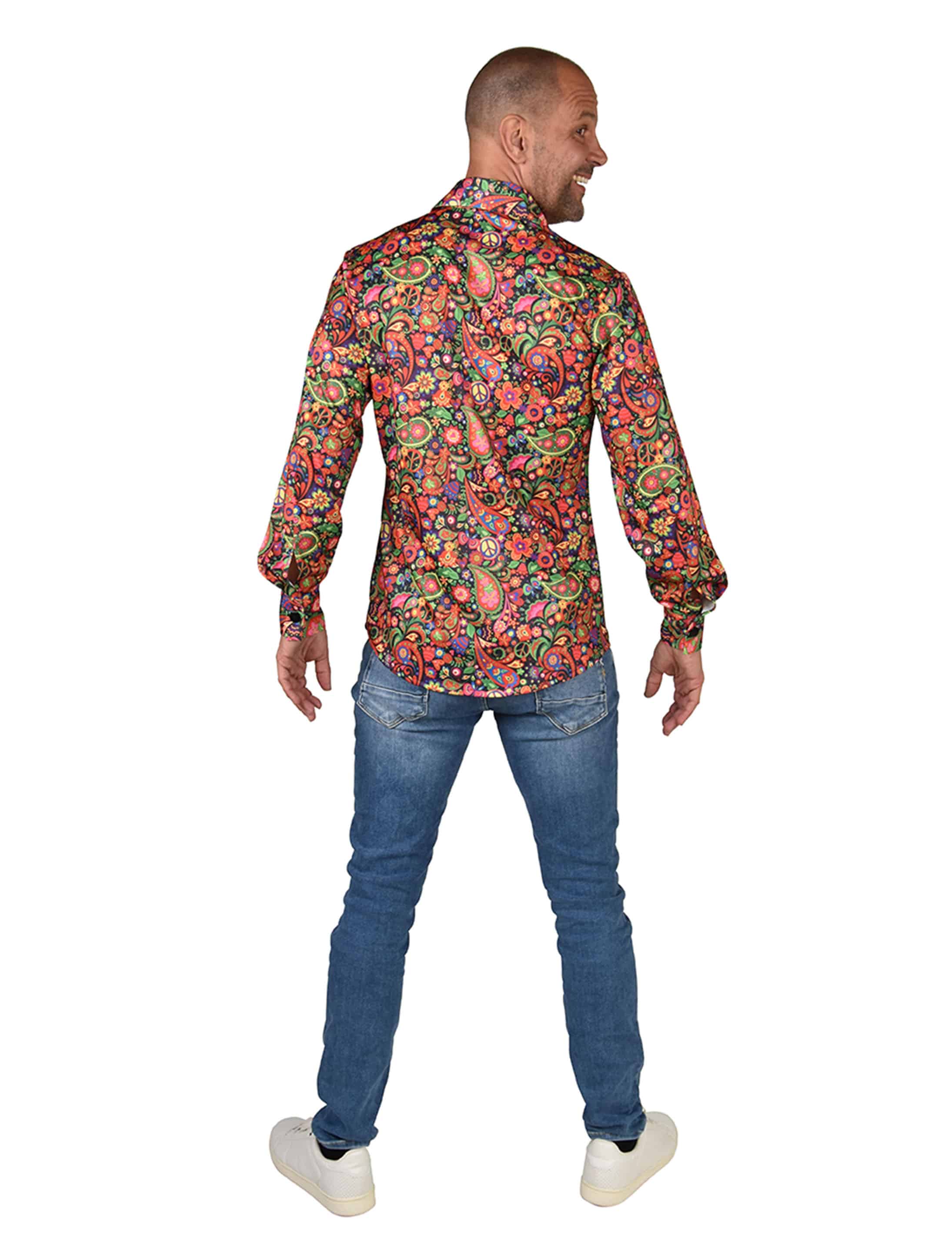 Hemd 70er Floral Herren rot/grün 4XL/5XL