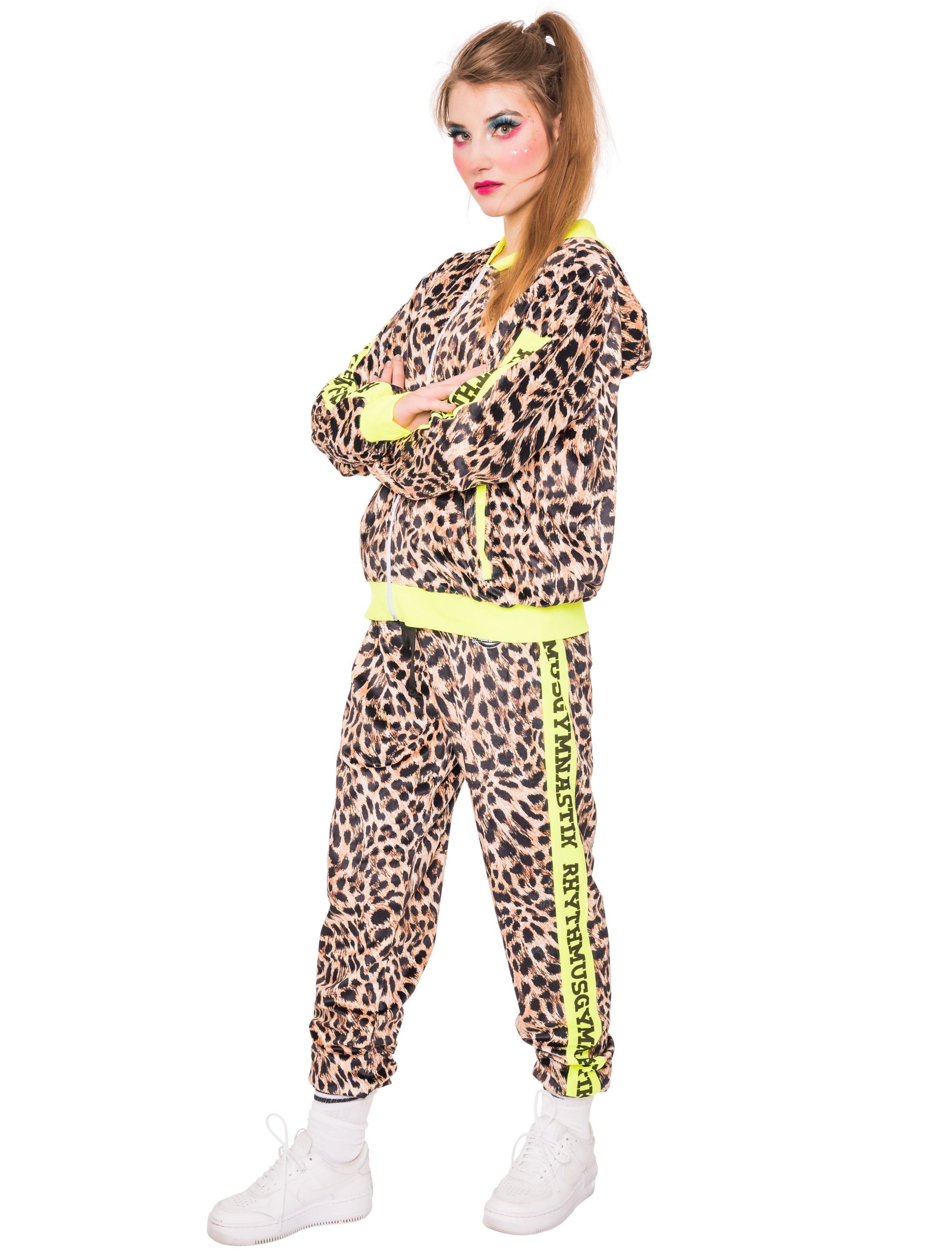 Jogginganzug Rhythmusgymnastik Leopard schwarz/beige S/M