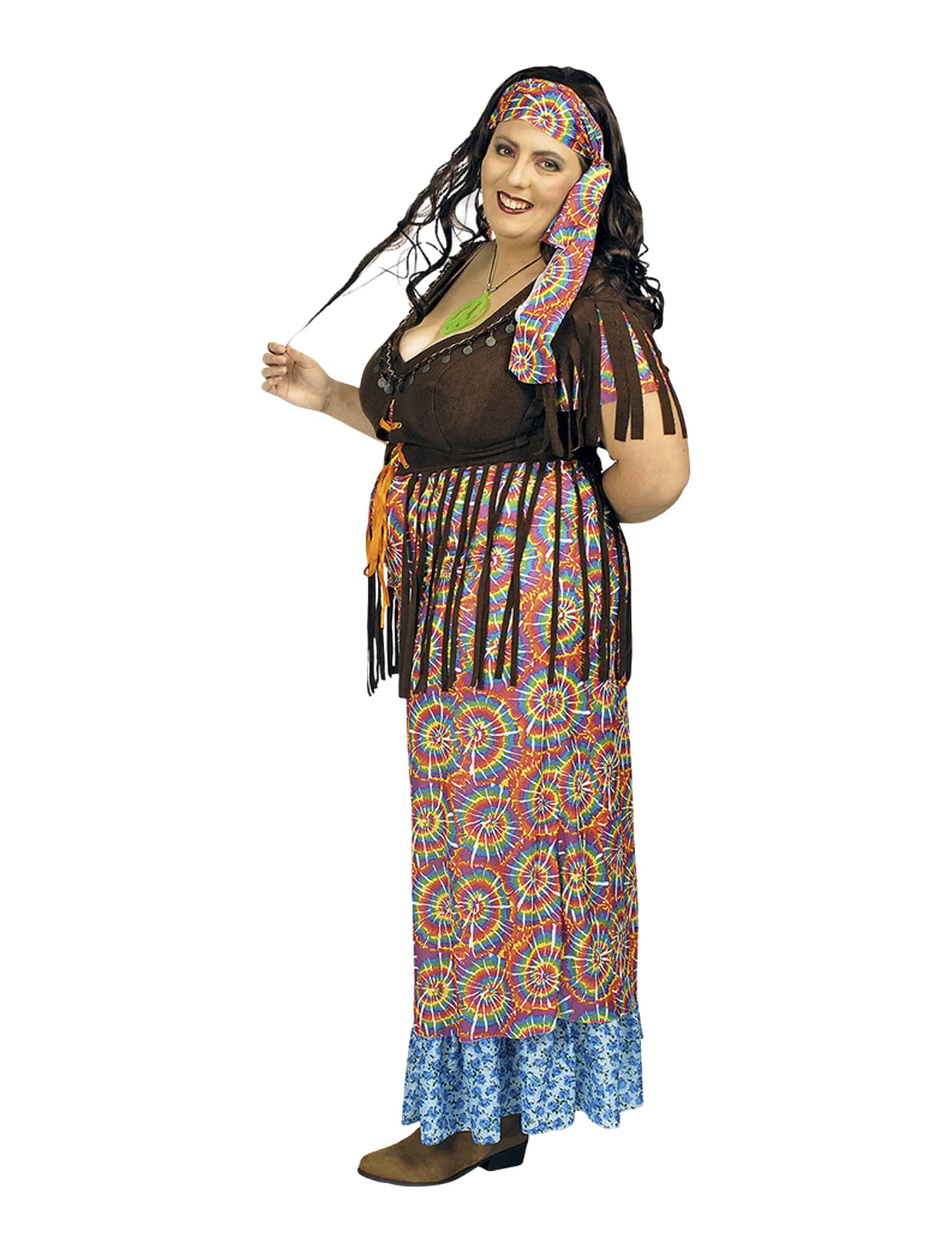 Kleid Hippie 2-tlg. Damen bunt L
