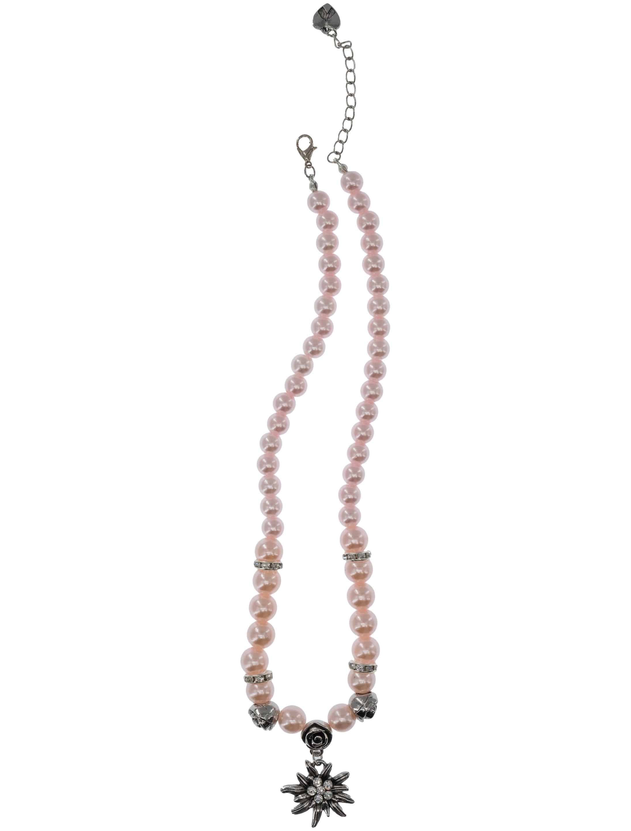 Perlenkette mit Edelweiß Damen rosa