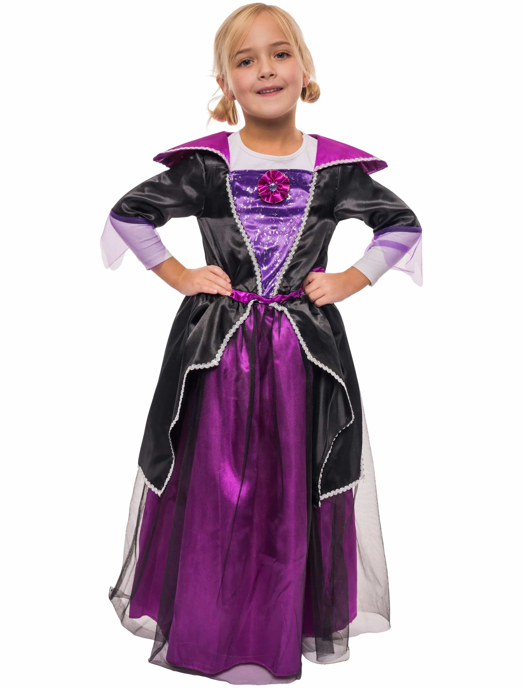 Kleid Vampir Mädchen schwarz/lila 164