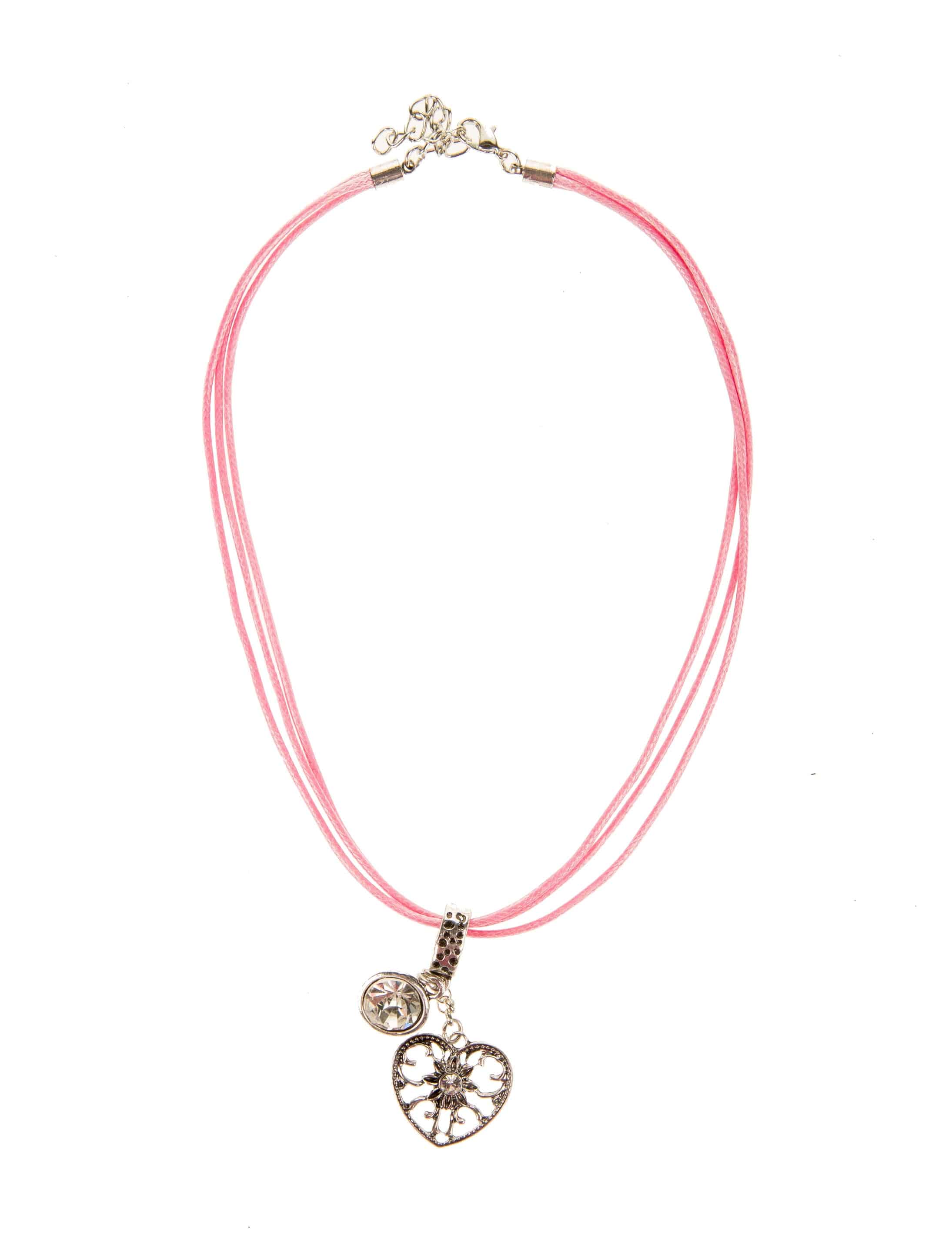 Halskette mit Herzanhänger und Stein rosa