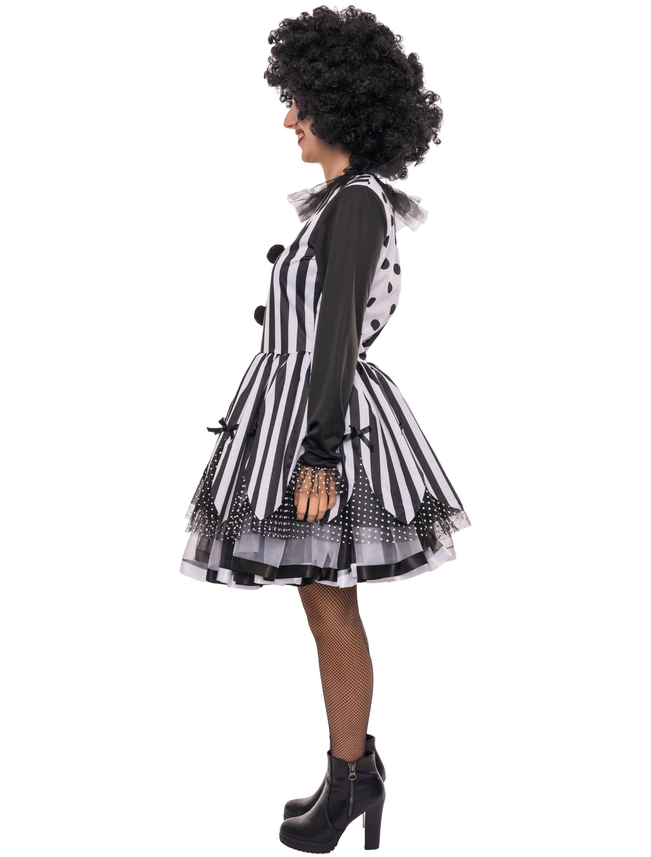 Kleid Clown Damen schwarz/weiß L/XL