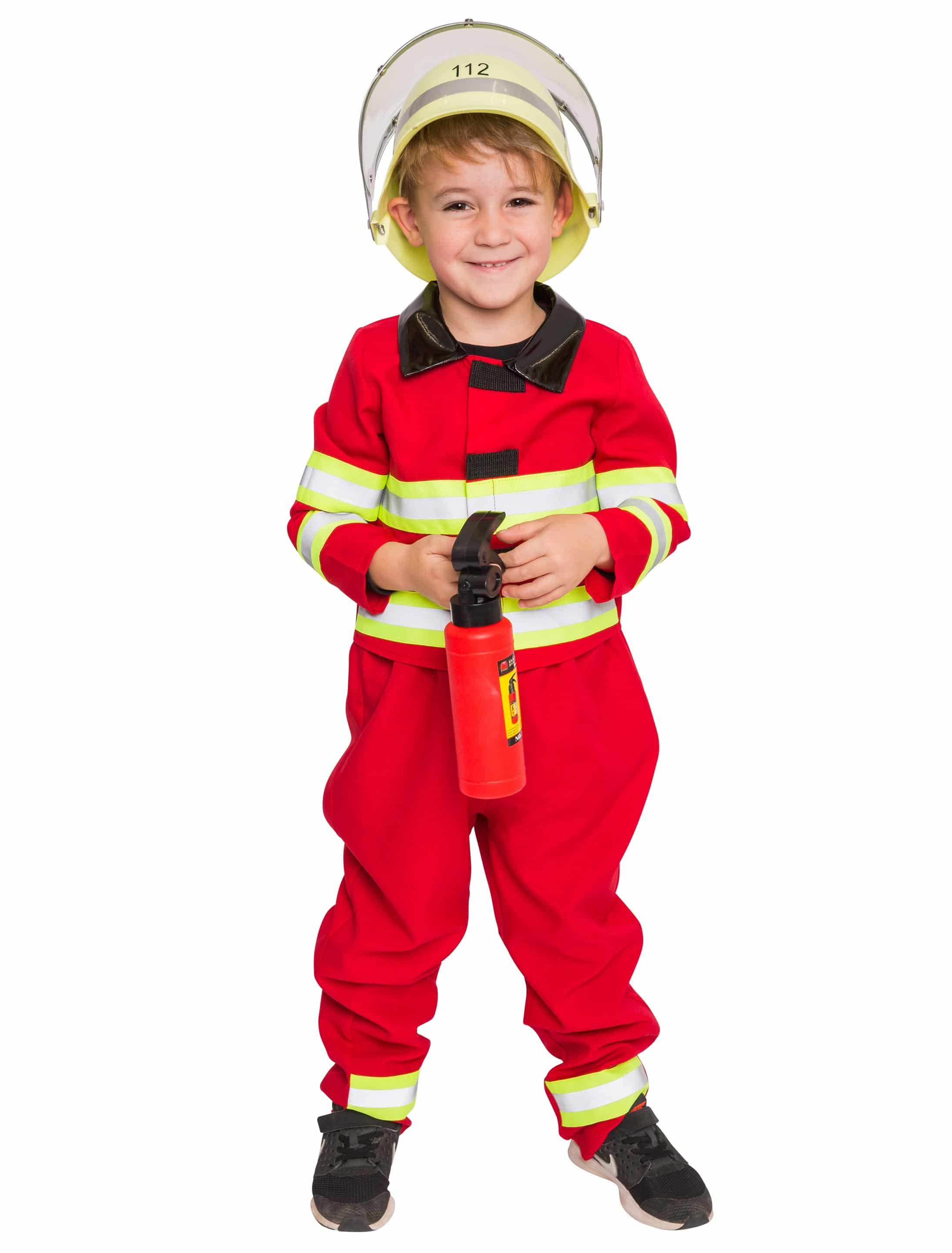 Anzug Feuerwehrmann Kinder 2-tlg. Jungen rot 3-4 Jahre