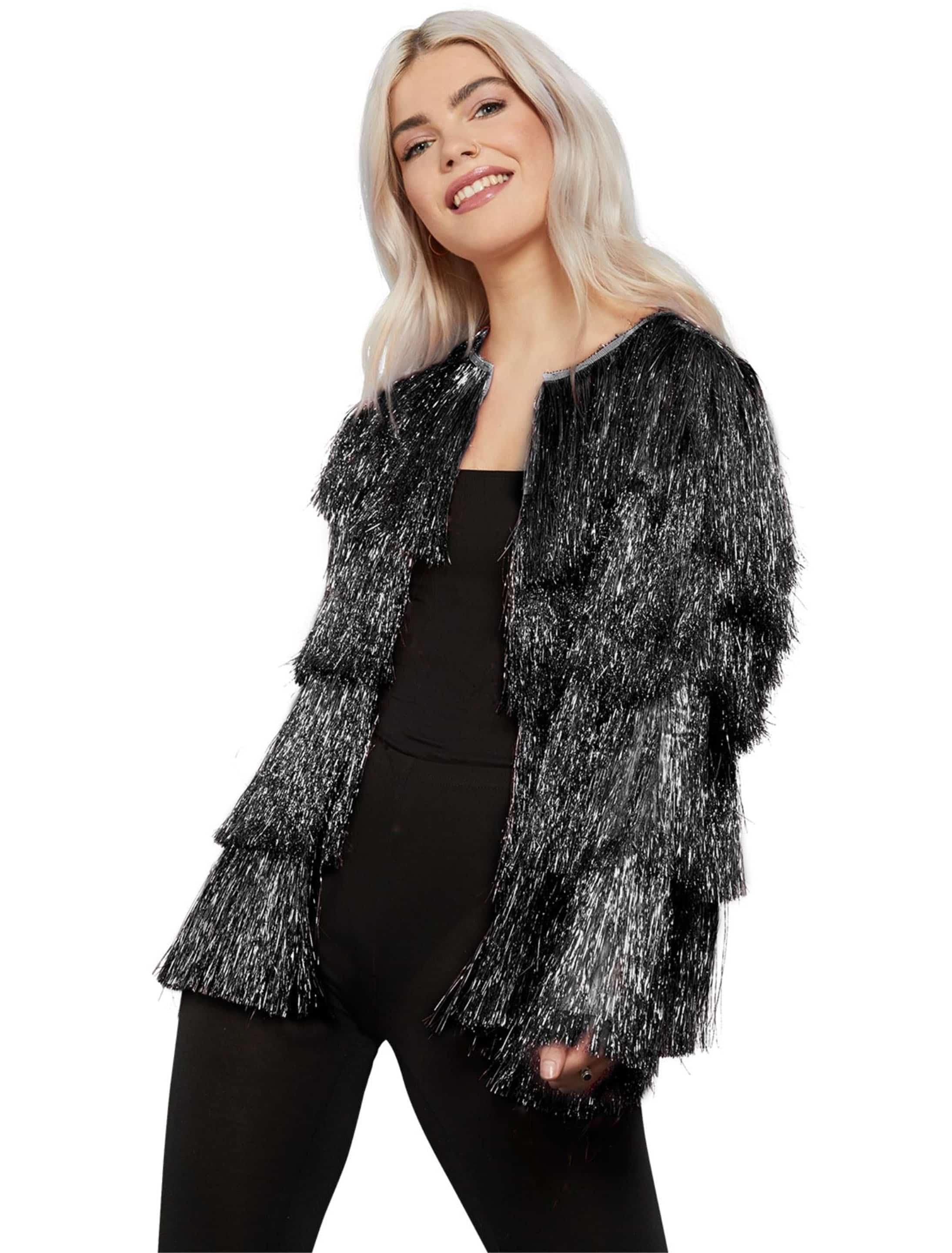 Jacke mit Fransen Damen schwarz S/M