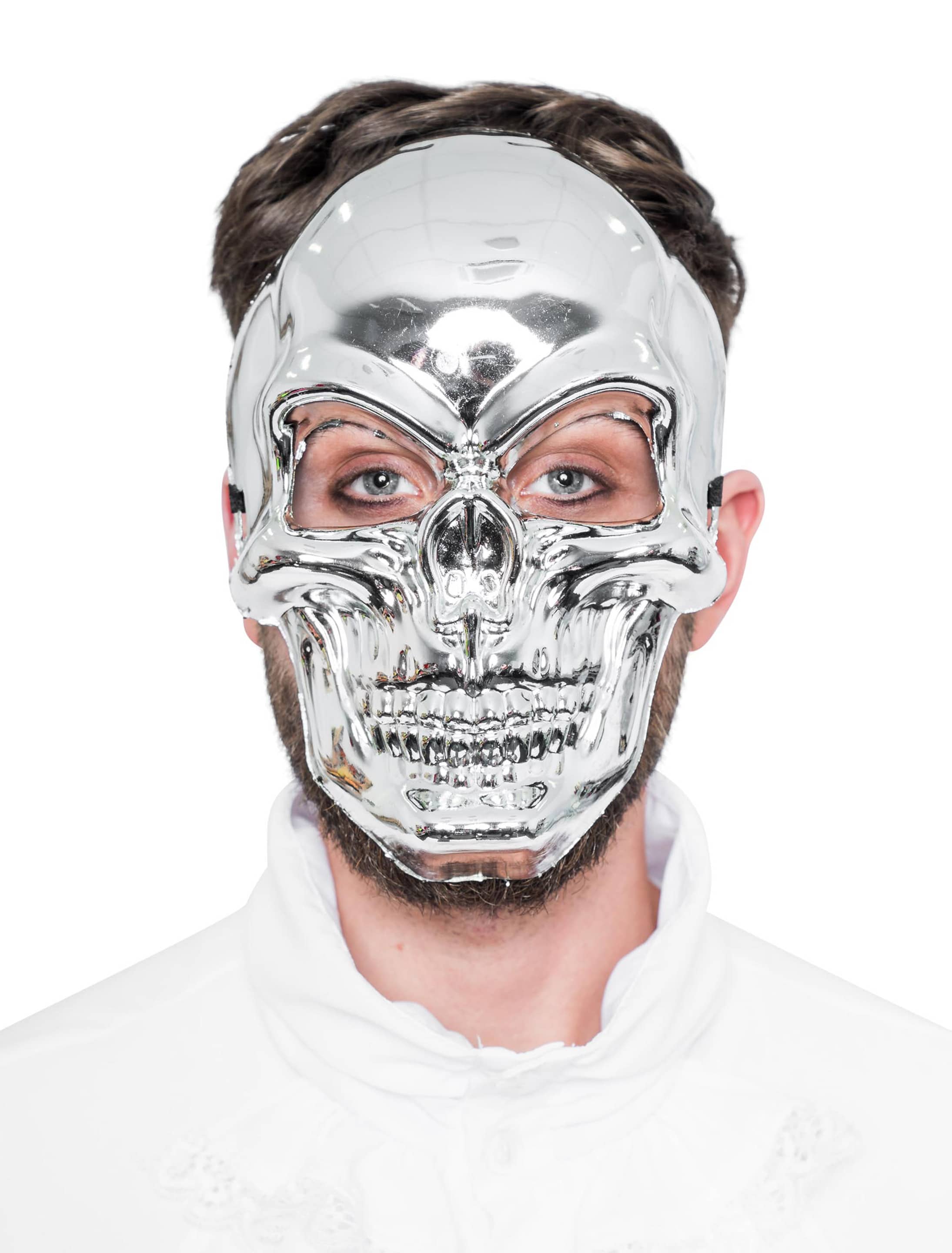 Maske Totenkopf silber