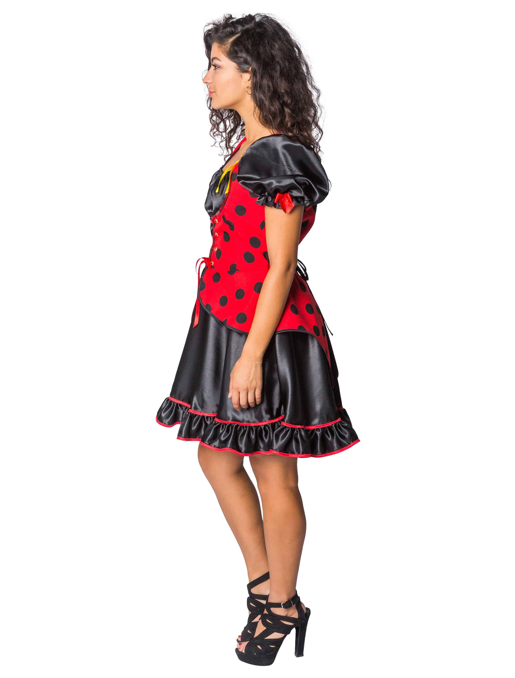 Kleid Marienkäfer Damen schwarz/rot S