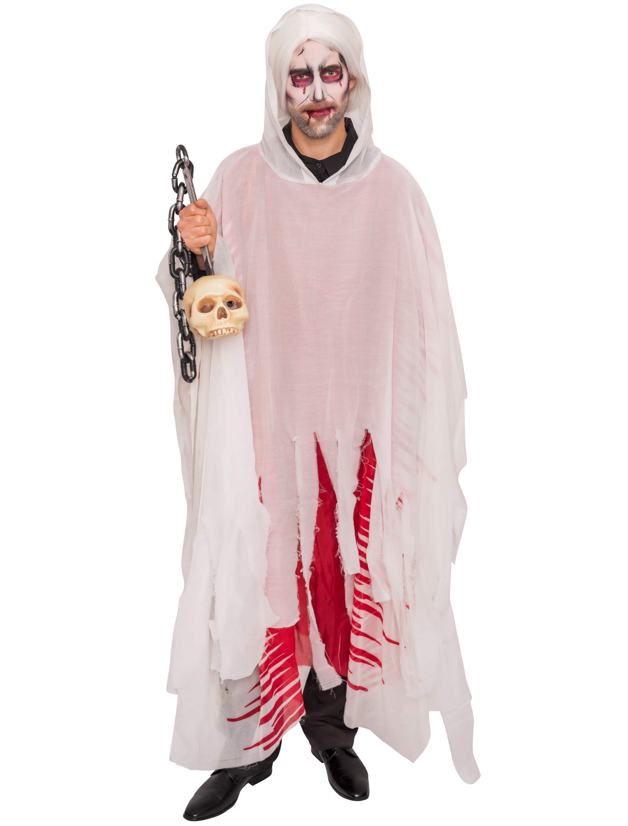 Cape mit Kapuze rot/weiß one size Cape mit Kapuze rot/weiß one size